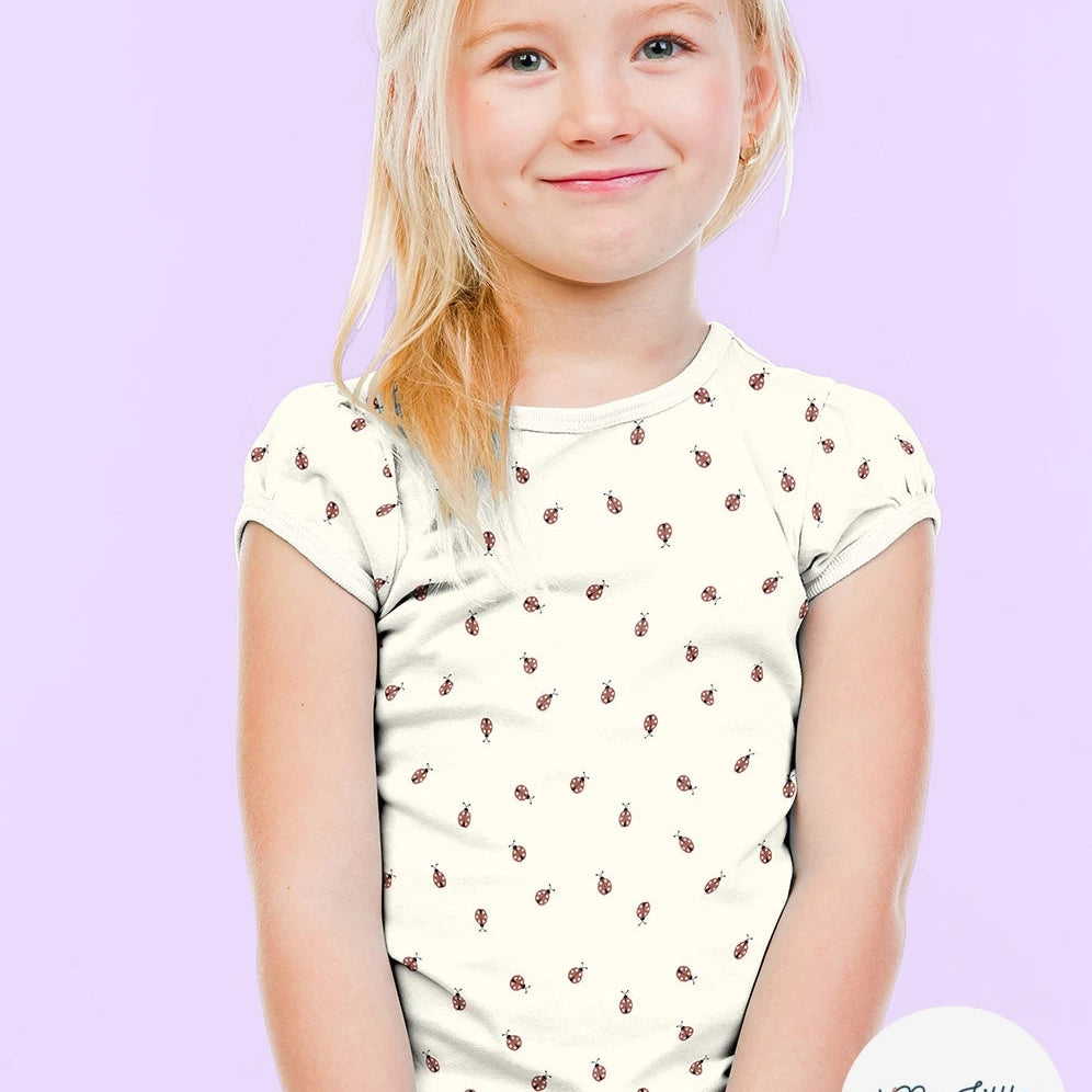 Jersey de coton coccinelles blanc cassé