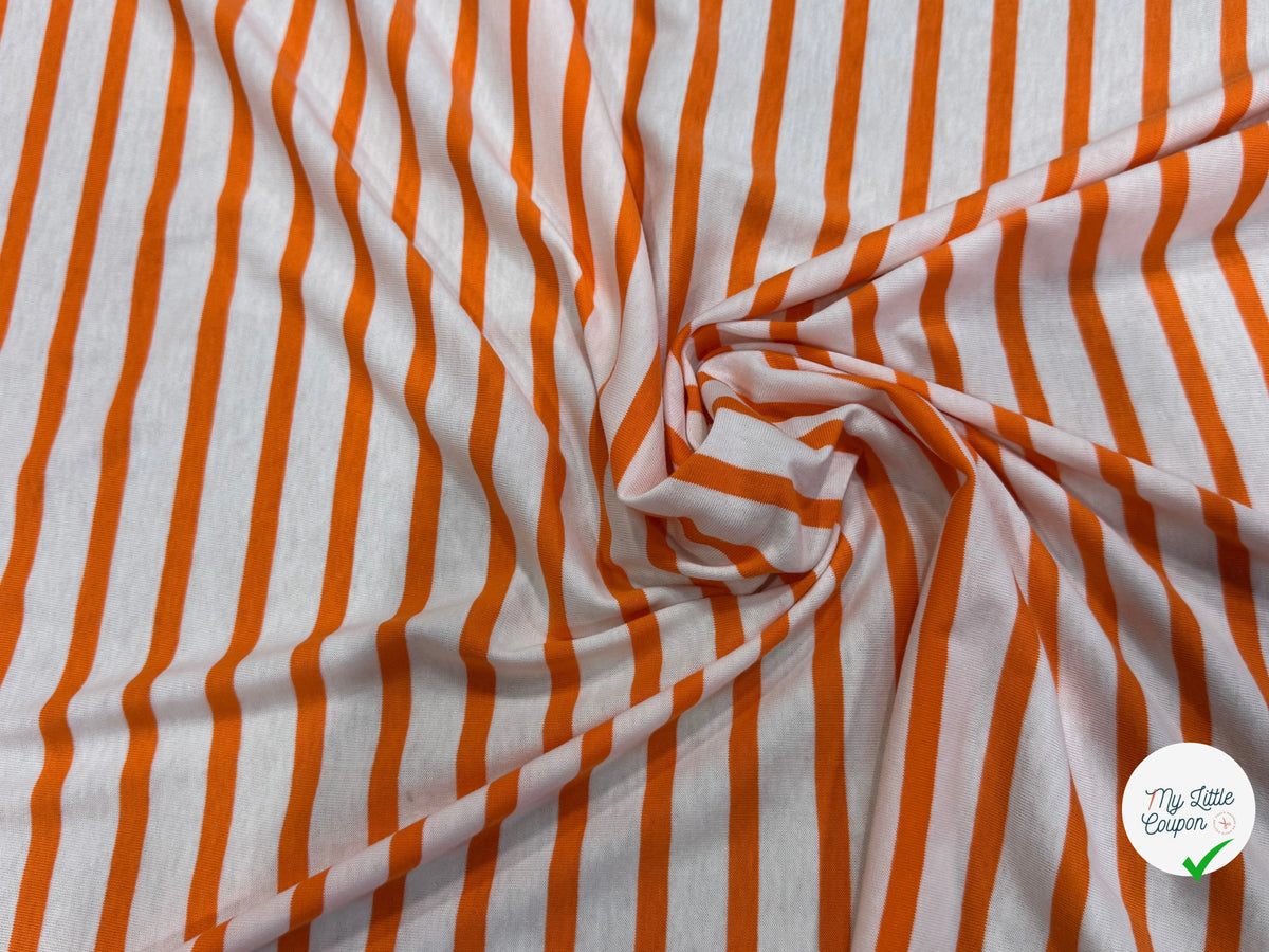 JERSEY DE COTON DOUX STRETCH NEIGE ET ORANGE FLUO FABRICATION RÉGION DE TROYES 🇫🇷 - My Little Coupon