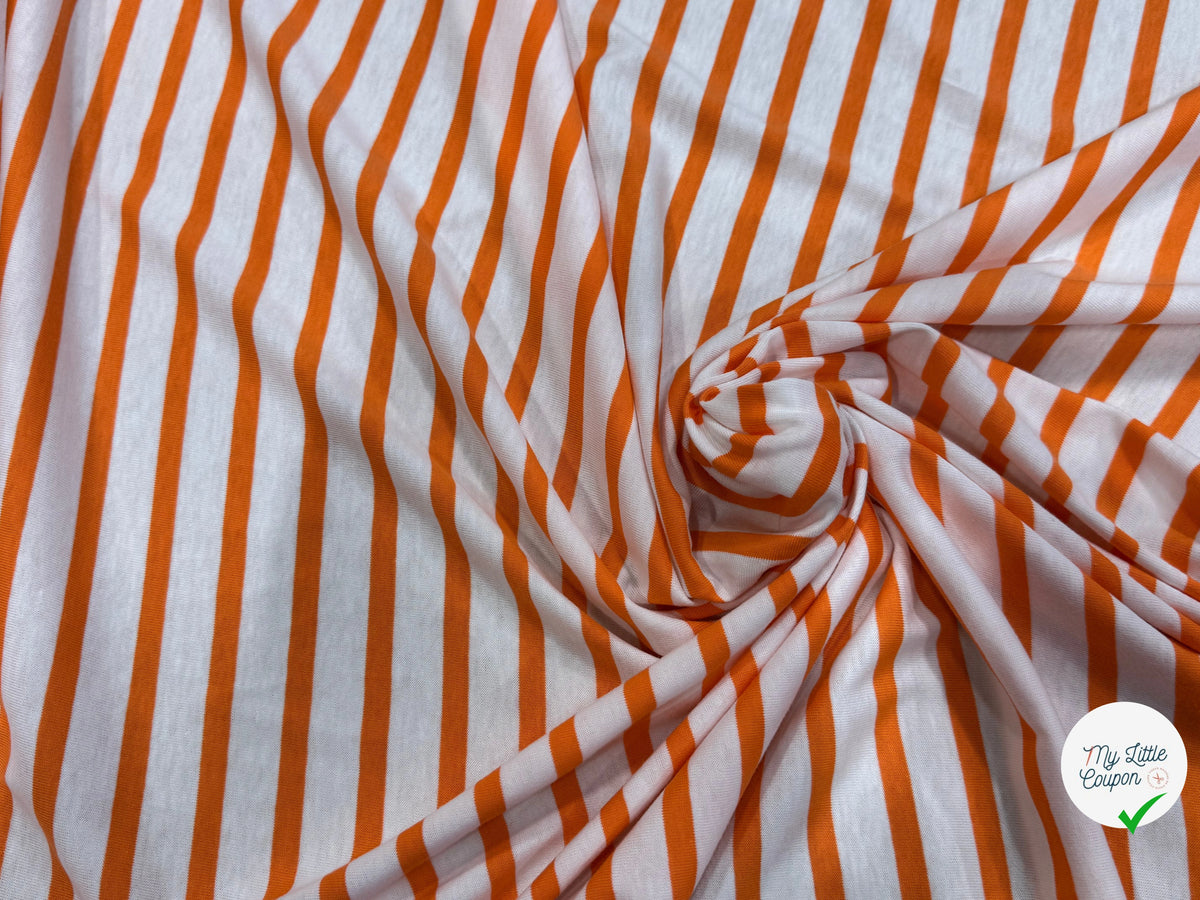 JERSEY DE COTON DOUX STRETCH NEIGE ET ORANGE FLUO FABRICATION RÉGION DE TROYES 🇫🇷 - My Little Coupon