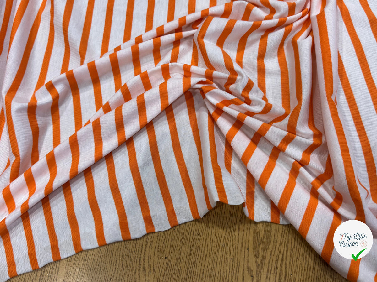 JERSEY DE COTON DOUX STRETCH NEIGE ET ORANGE FLUO FABRICATION RÉGION DE TROYES 🇫🇷 - My Little Coupon