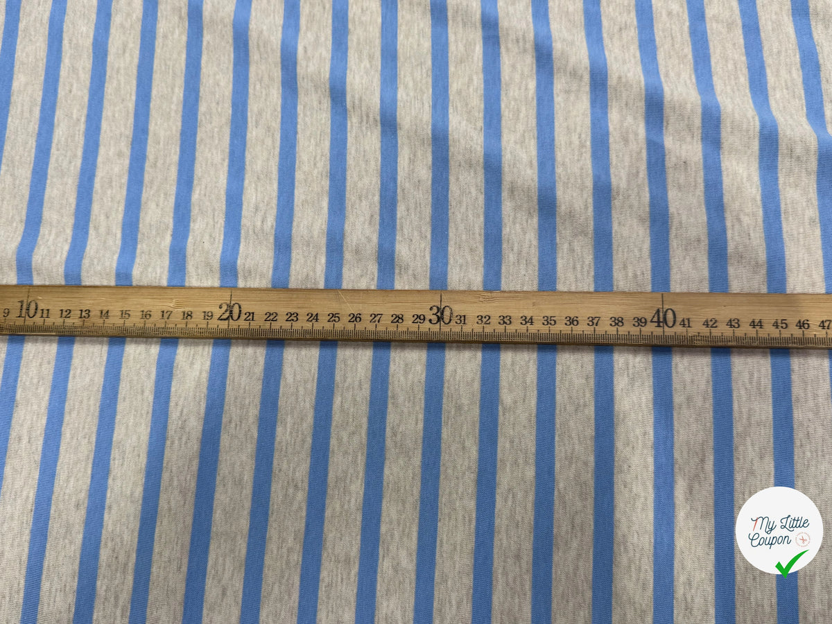 JERSEY DE COTON DOUX STRETCH RAYURES BLEU BÉBÉ ET GRIS FABRICATION RÉGION DE TROYES 🇫🇷 - My Little Coupon