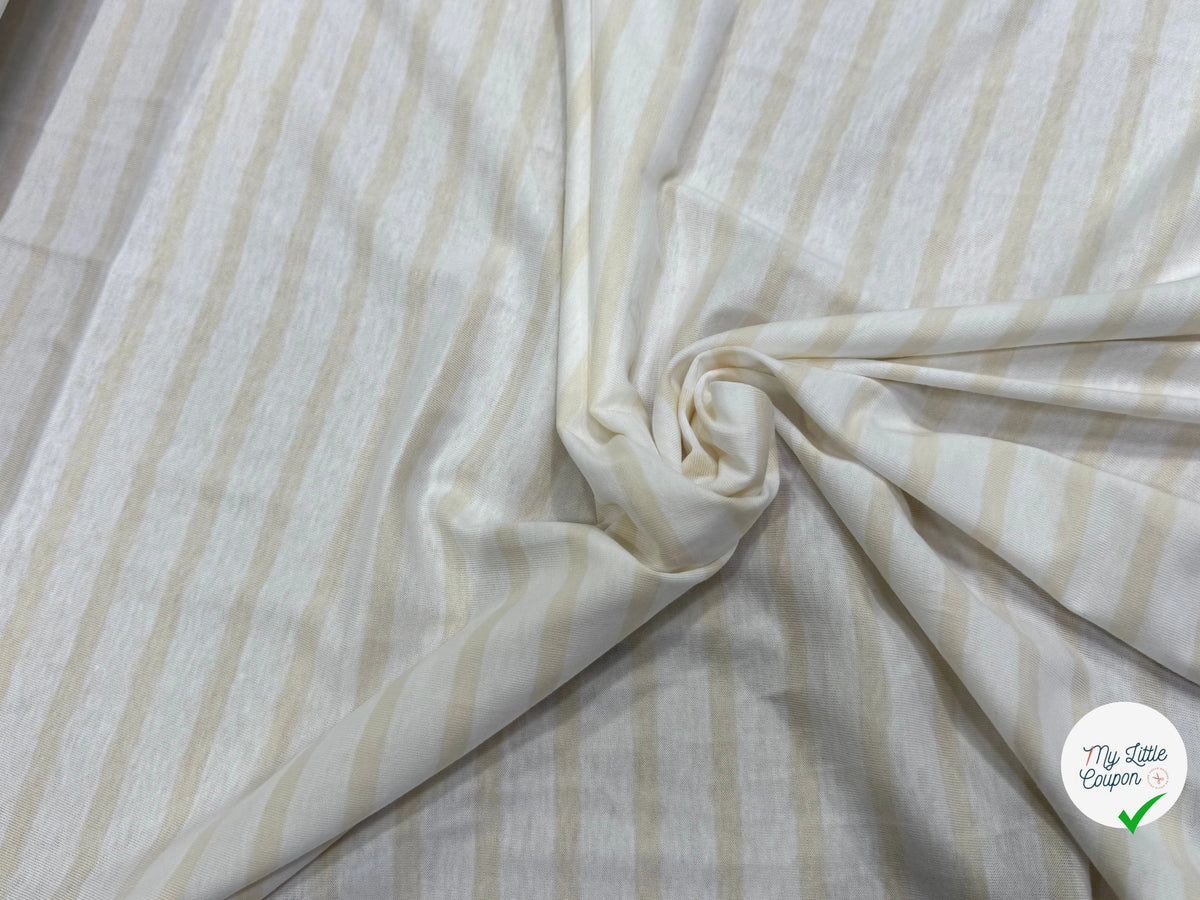 JERSEY DE COTON DOUX STRETCH RAYURES NEIGE ET ÉCRU FABRICATION RÉGION DE TROYES 🇫🇷 - My Little Coupon