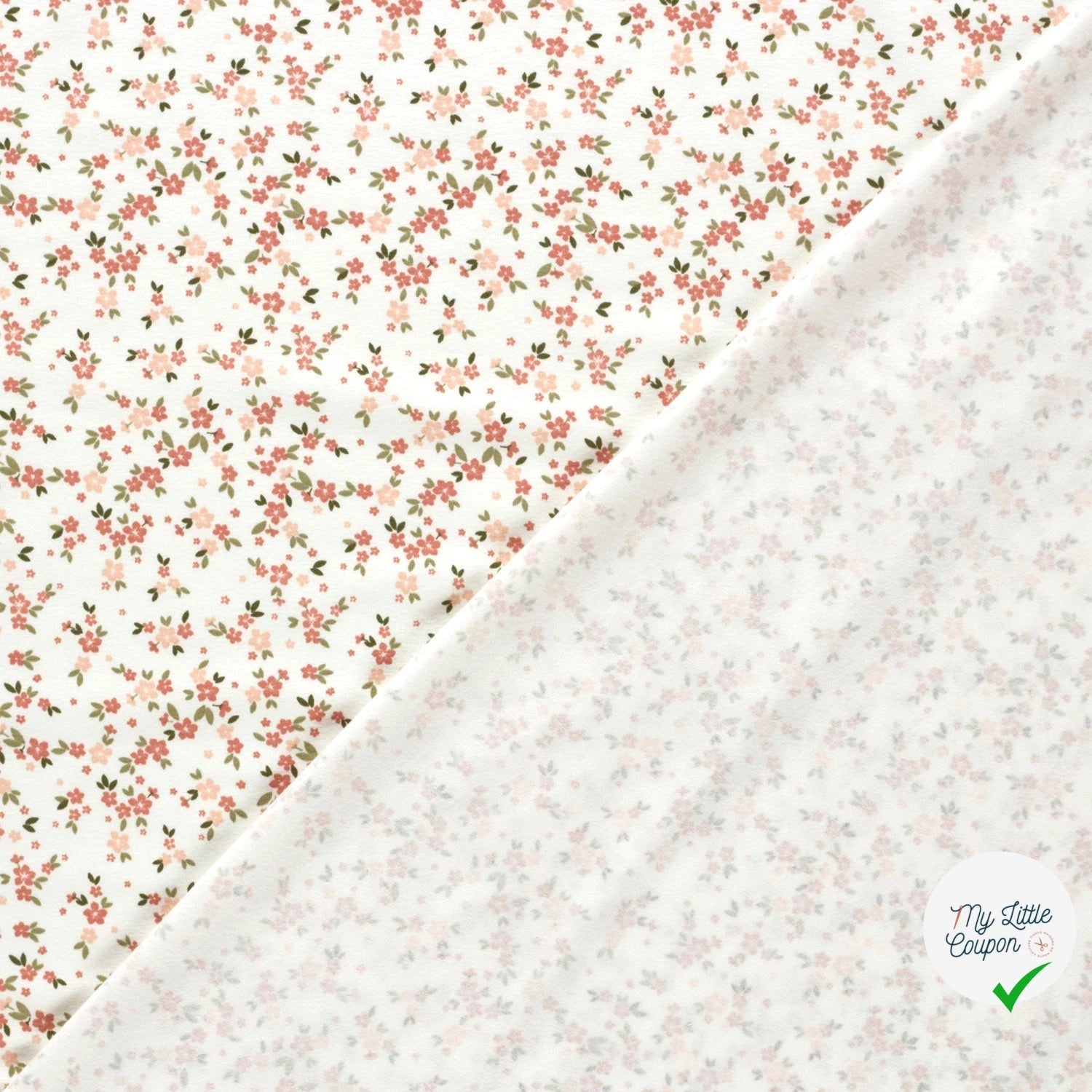 JERSEY DE COTON FLEURS BLANC CASSÉ - My Little Coupon