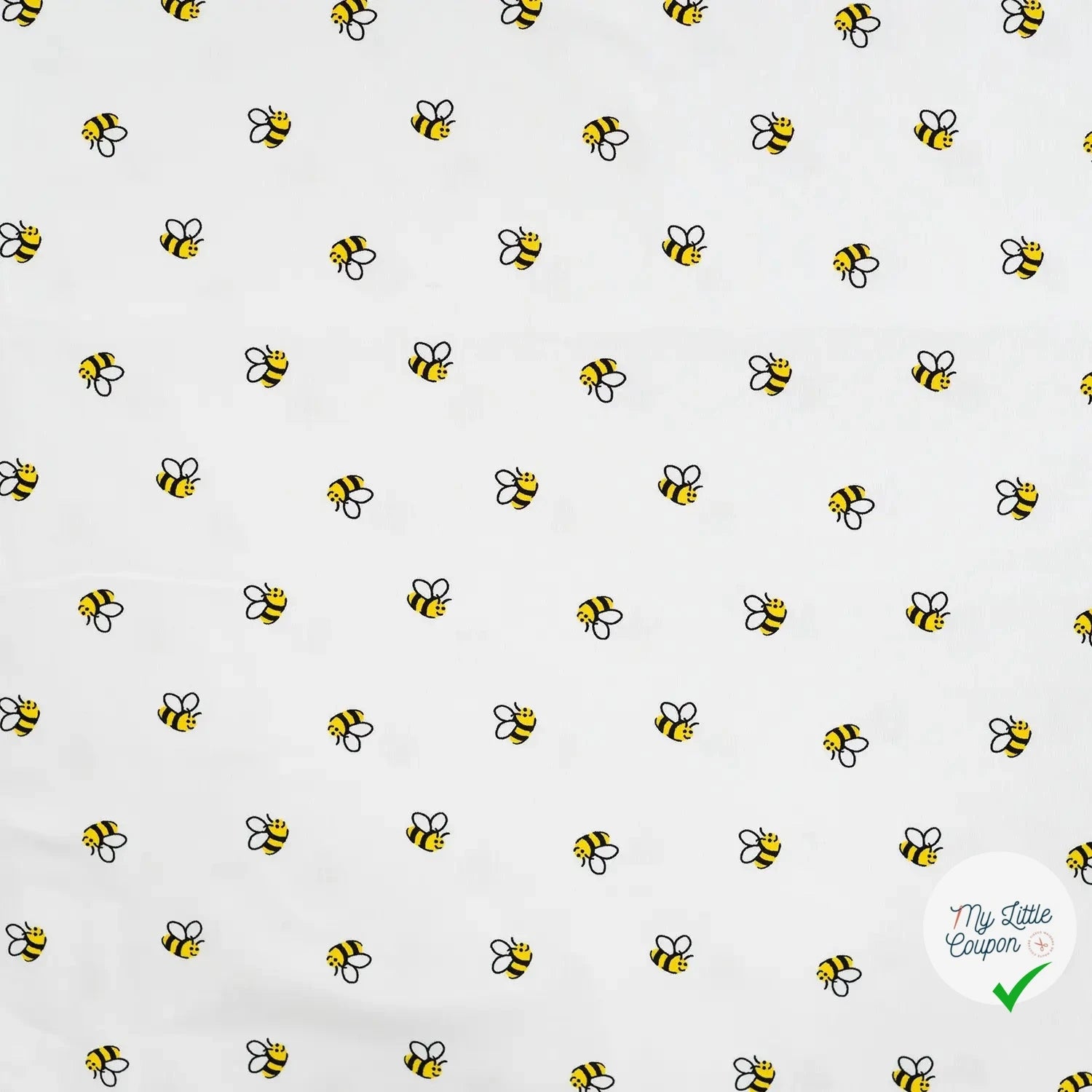 JERSEY DE COTON IMPRIMÉ BEES ECRU - My Little Coupon