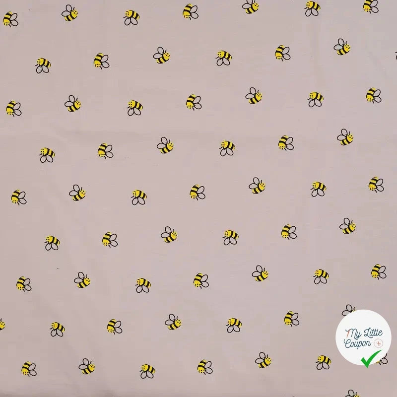 JERSEY DE COTON IMPRIMÉ BEES SAND - My Little Coupon