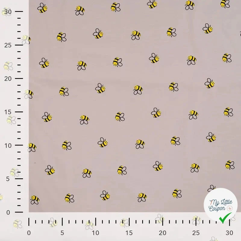 JERSEY DE COTON IMPRIMÉ BEES SAND - My Little Coupon