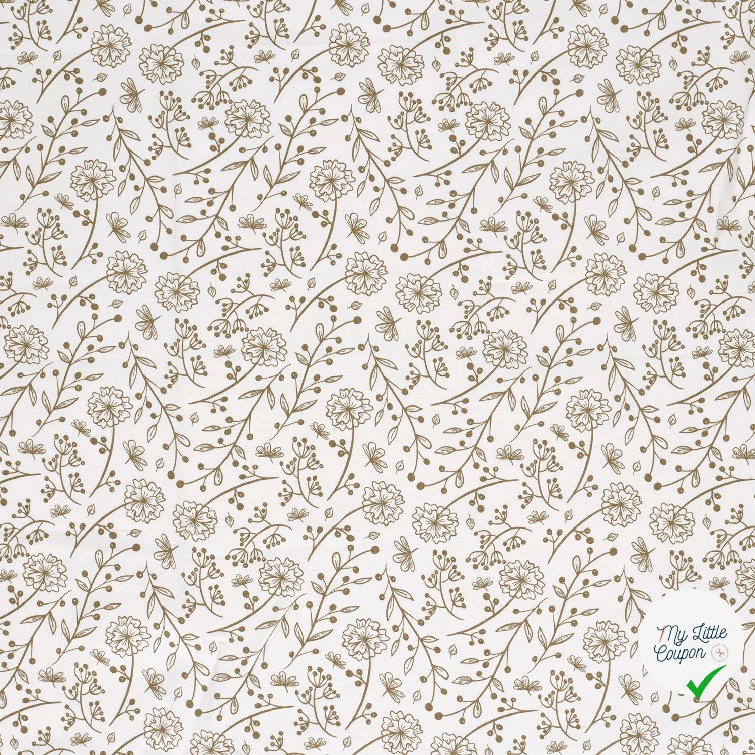 JERSEY DE COTON IMPRIMÉ FLEURS BLANC CASSÉ - My Little Coupon