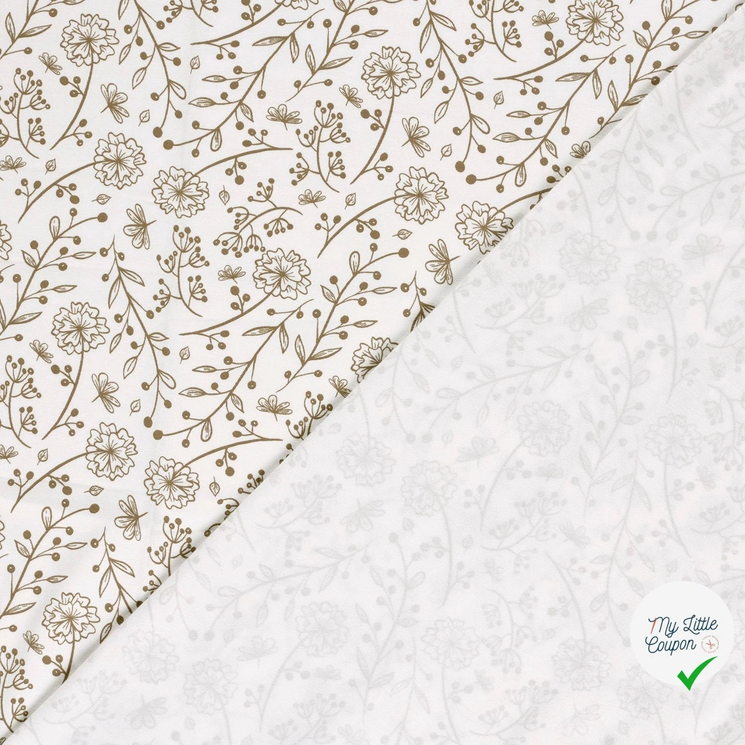 JERSEY DE COTON IMPRIMÉ FLEURS BLANC CASSÉ - My Little Coupon