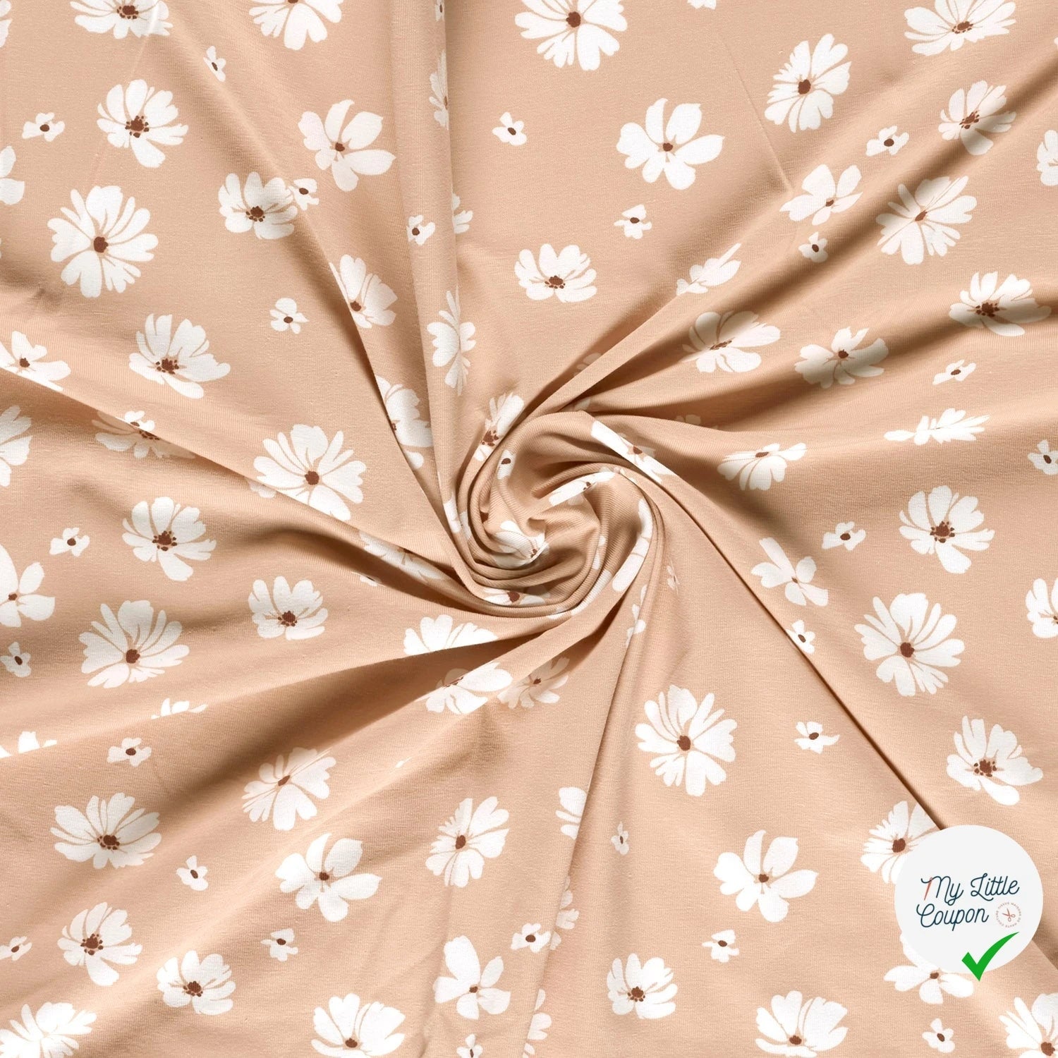 JERSEY DE COTON IMPRIMÉ FLEURS ROSE - My Little Coupon