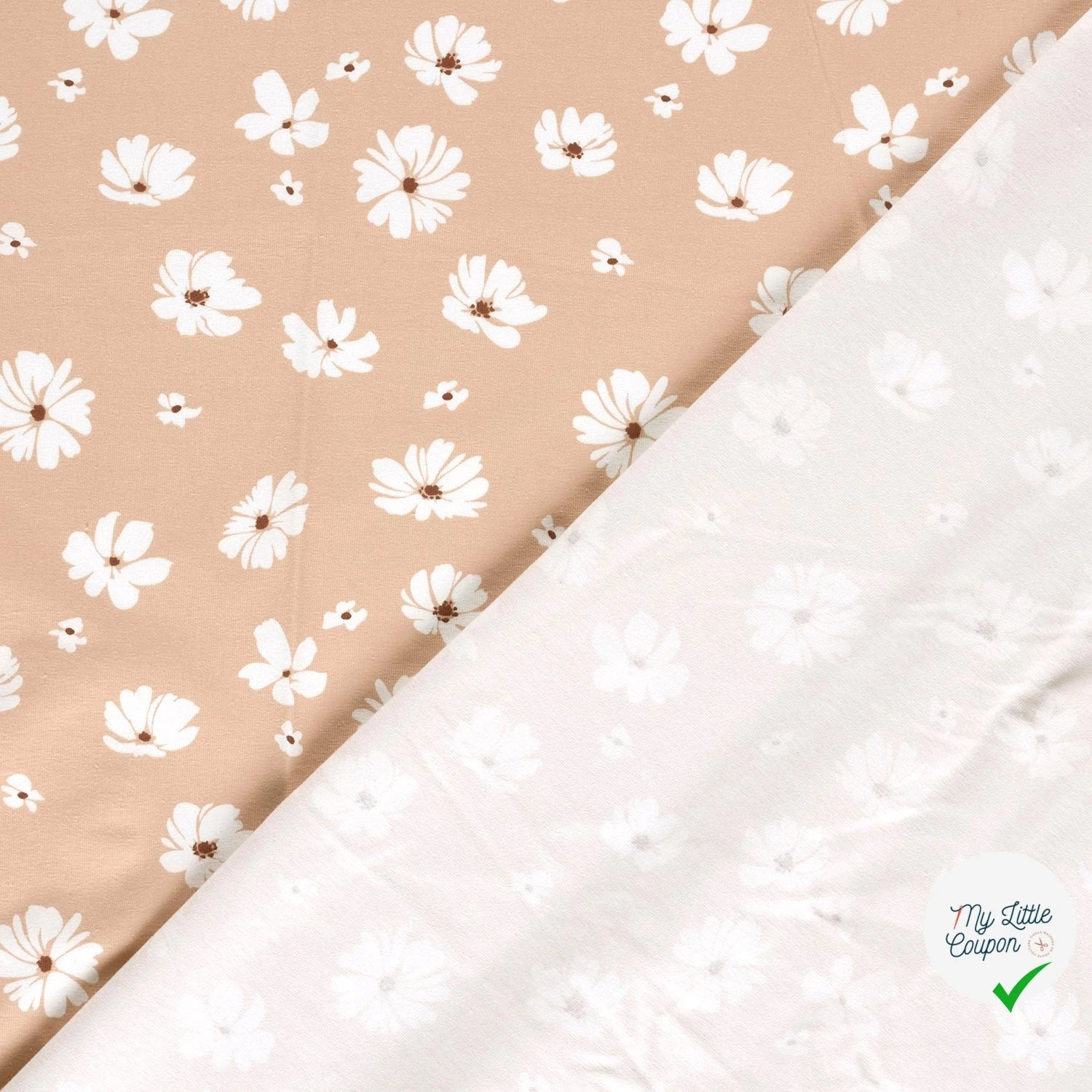 JERSEY DE COTON IMPRIMÉ FLEURS ROSE - My Little Coupon