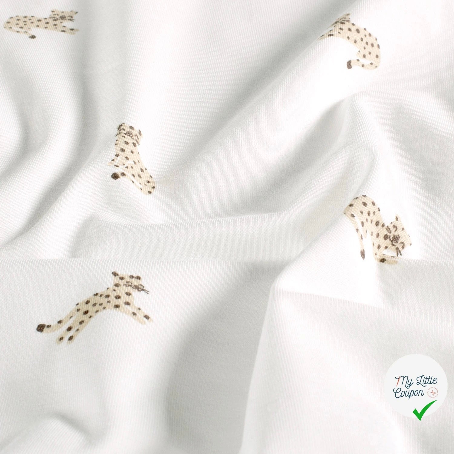 Jersey de coton imprimé léopards blanc cassé