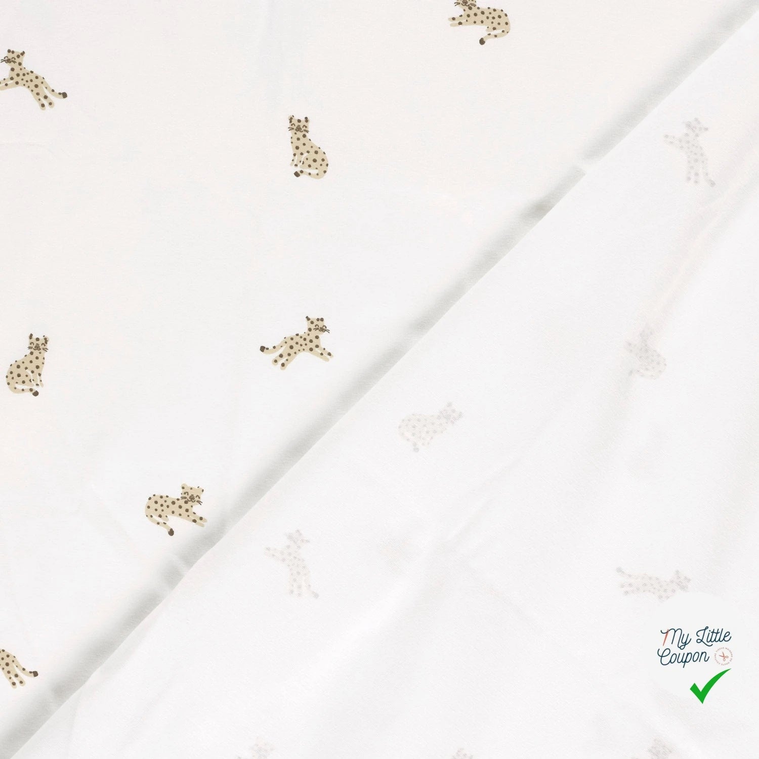 JERSEY DE COTON IMPRIMÉ LÉOPARDS BLANC CASSÉ - My Little Coupon