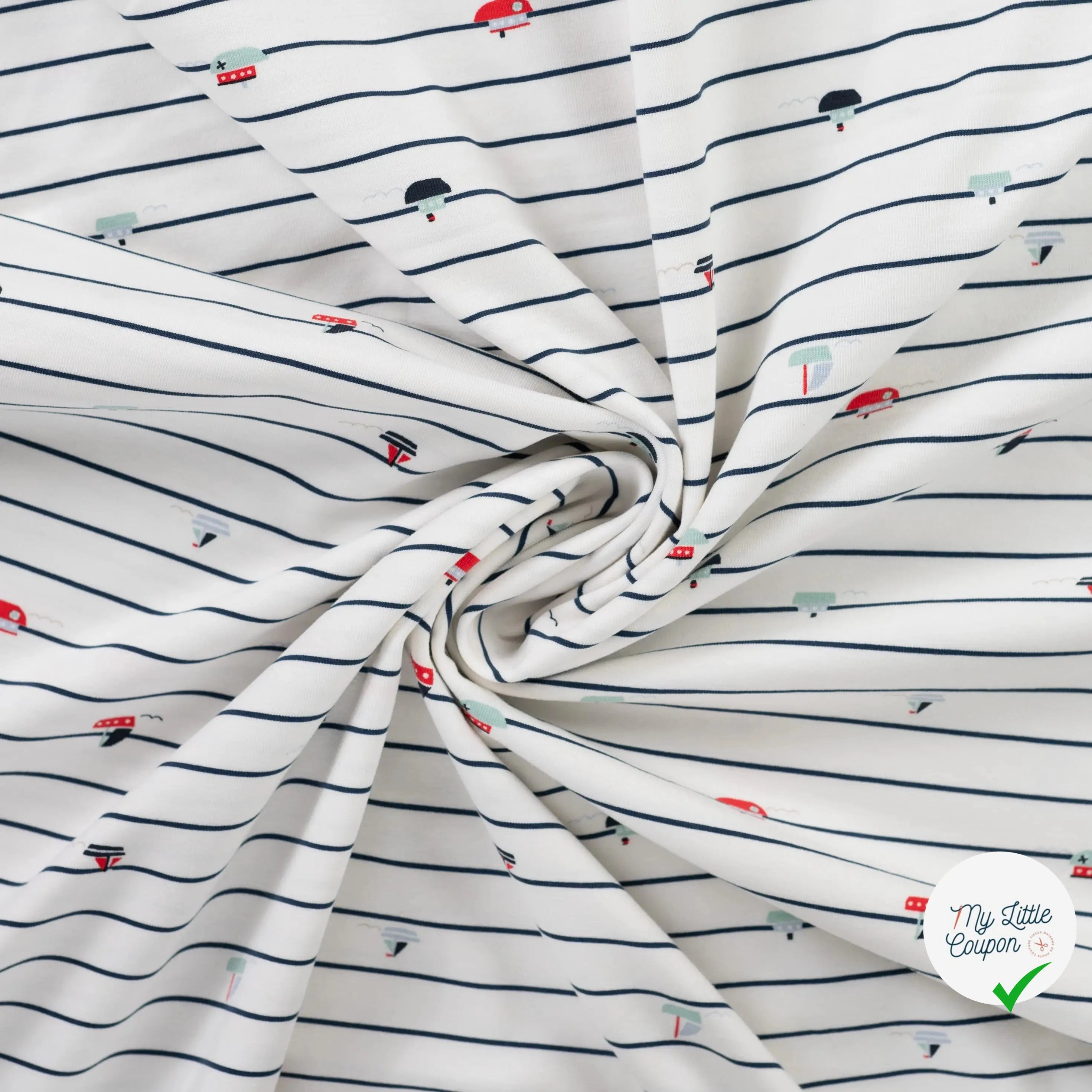 JERSEY DE COTON IMPRIMÉ NAVY (BOATS) - My Little Coupon