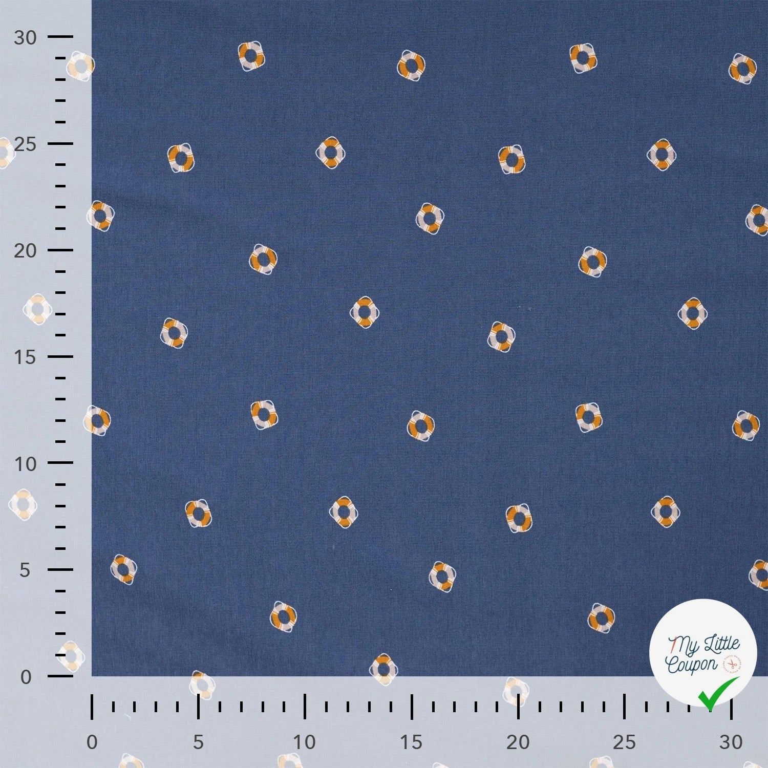 JERSEY DE COTON IMPRIMÉ THÈME MARIN FOND BLEU MARINE - My Little Coupon