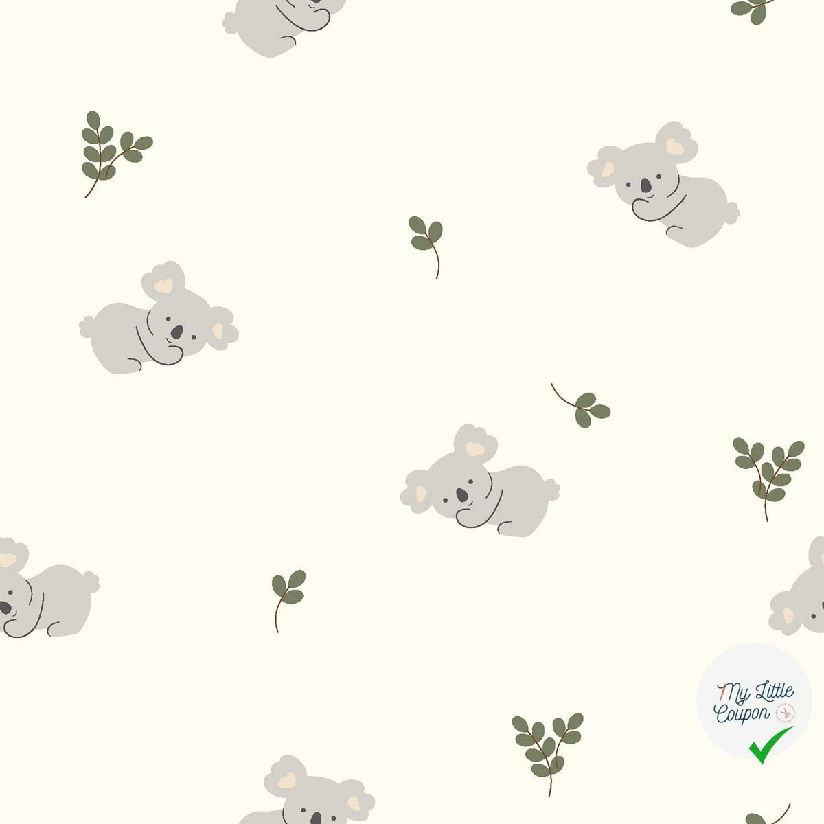 Jersey de coton koalas blanc cassé