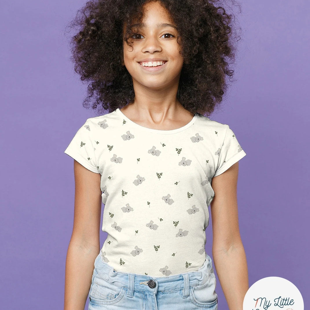 Jersey de coton koalas blanc cassé