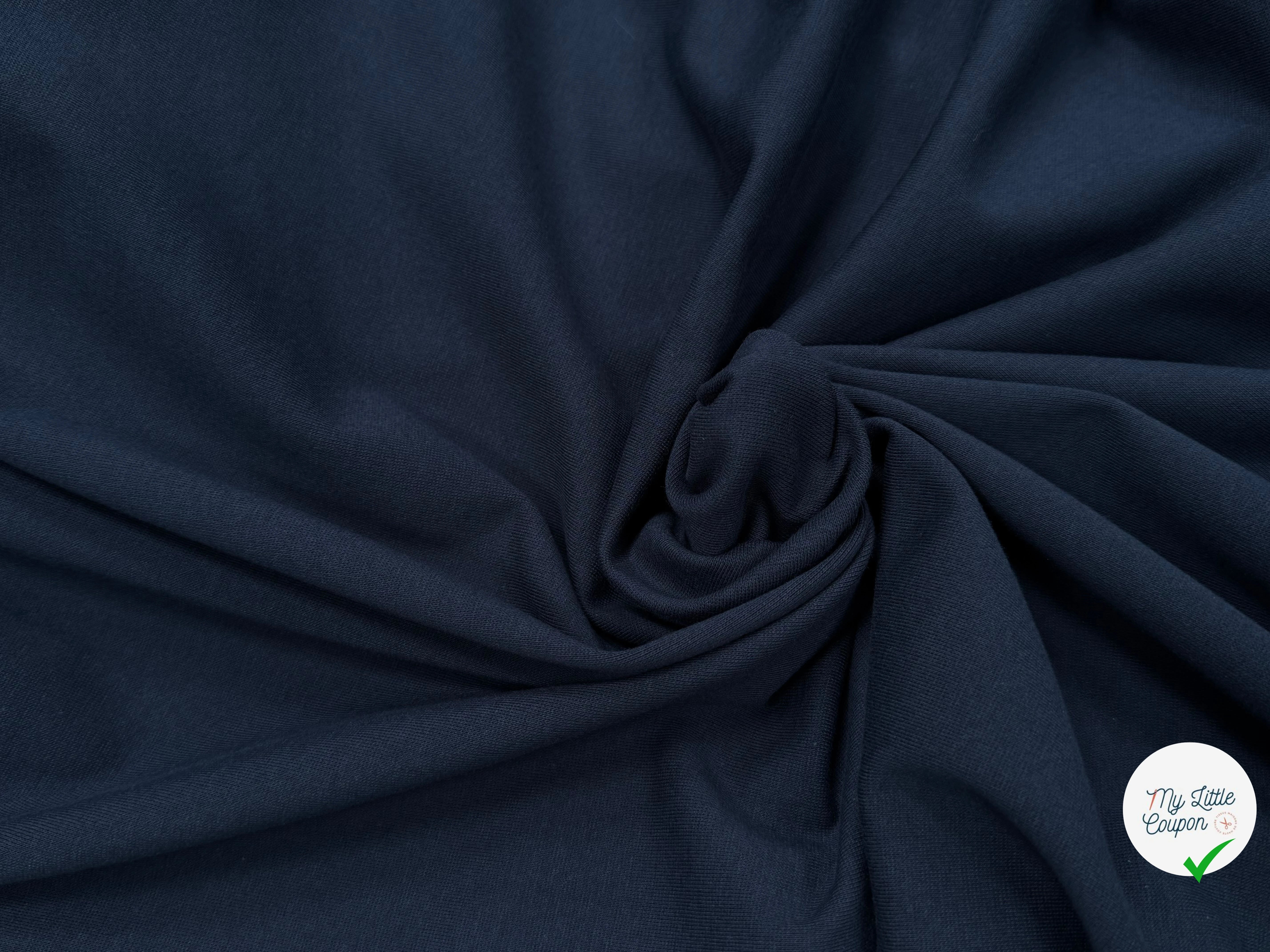 JERSEY DE COTON LOURD EXTENSIBLE BLEU MARINE - My Little Coupon