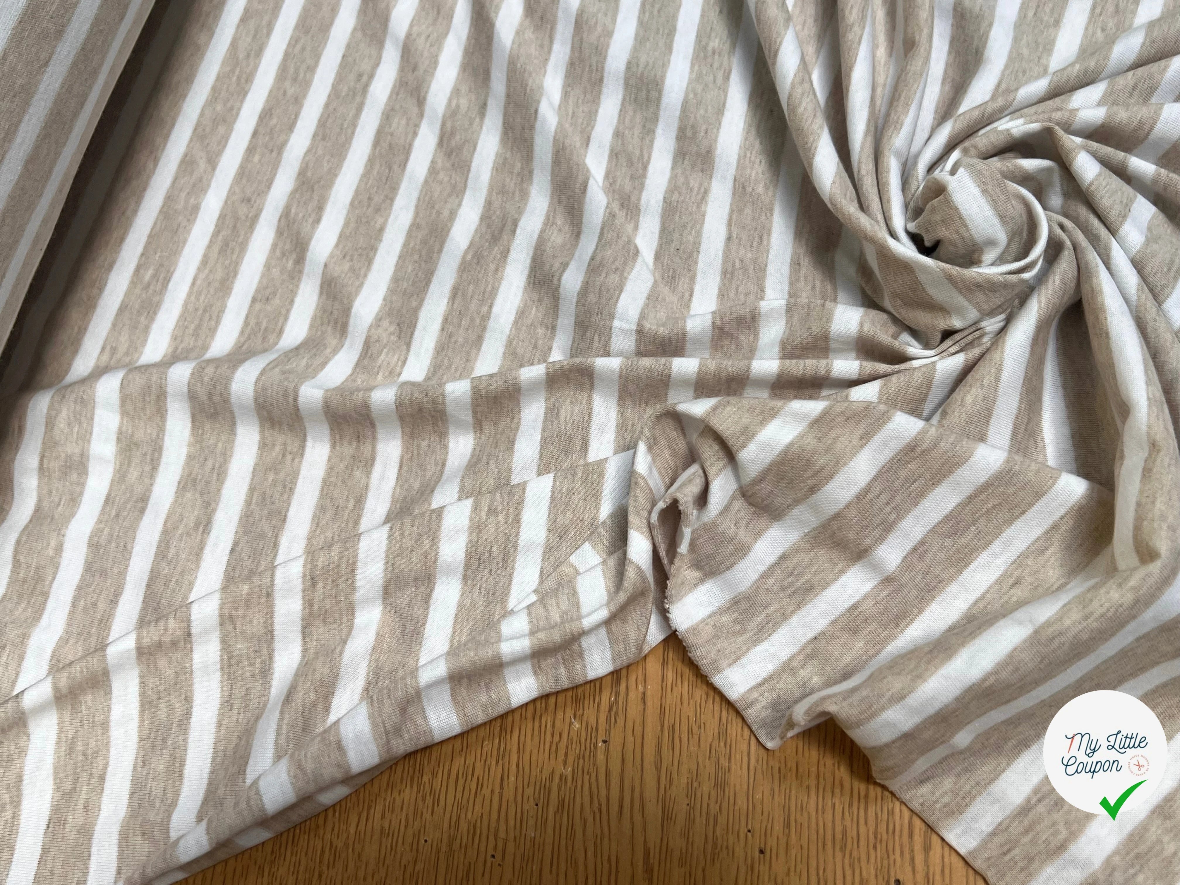 JERSEY DE COTON MARINIÈRE NATUREL/NEIGE - My Little Coupon