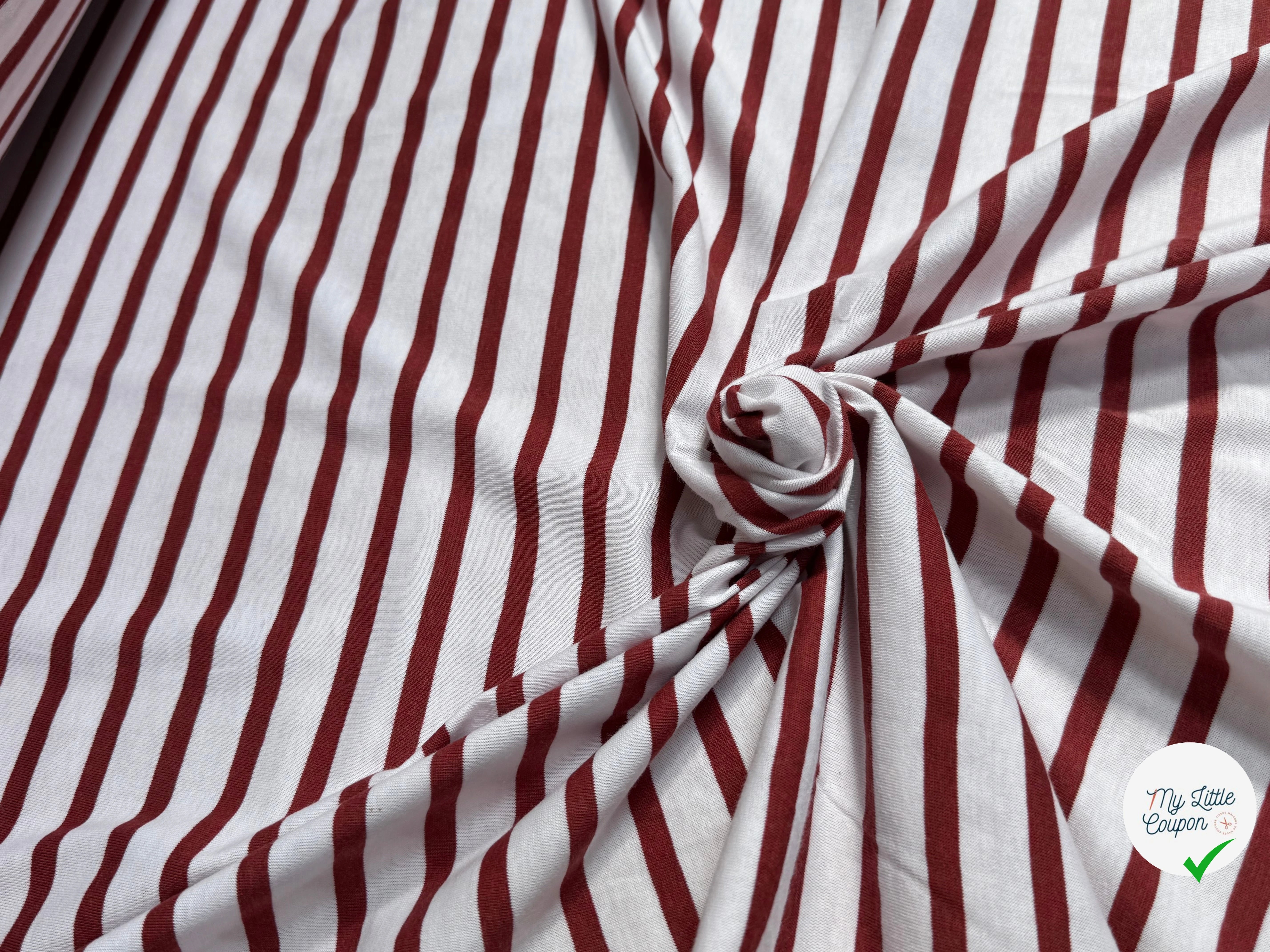 JERSEY DE COTON MARINIÈRE RAYURES NEIGE/TERRA CHINE - My Little Coupon
