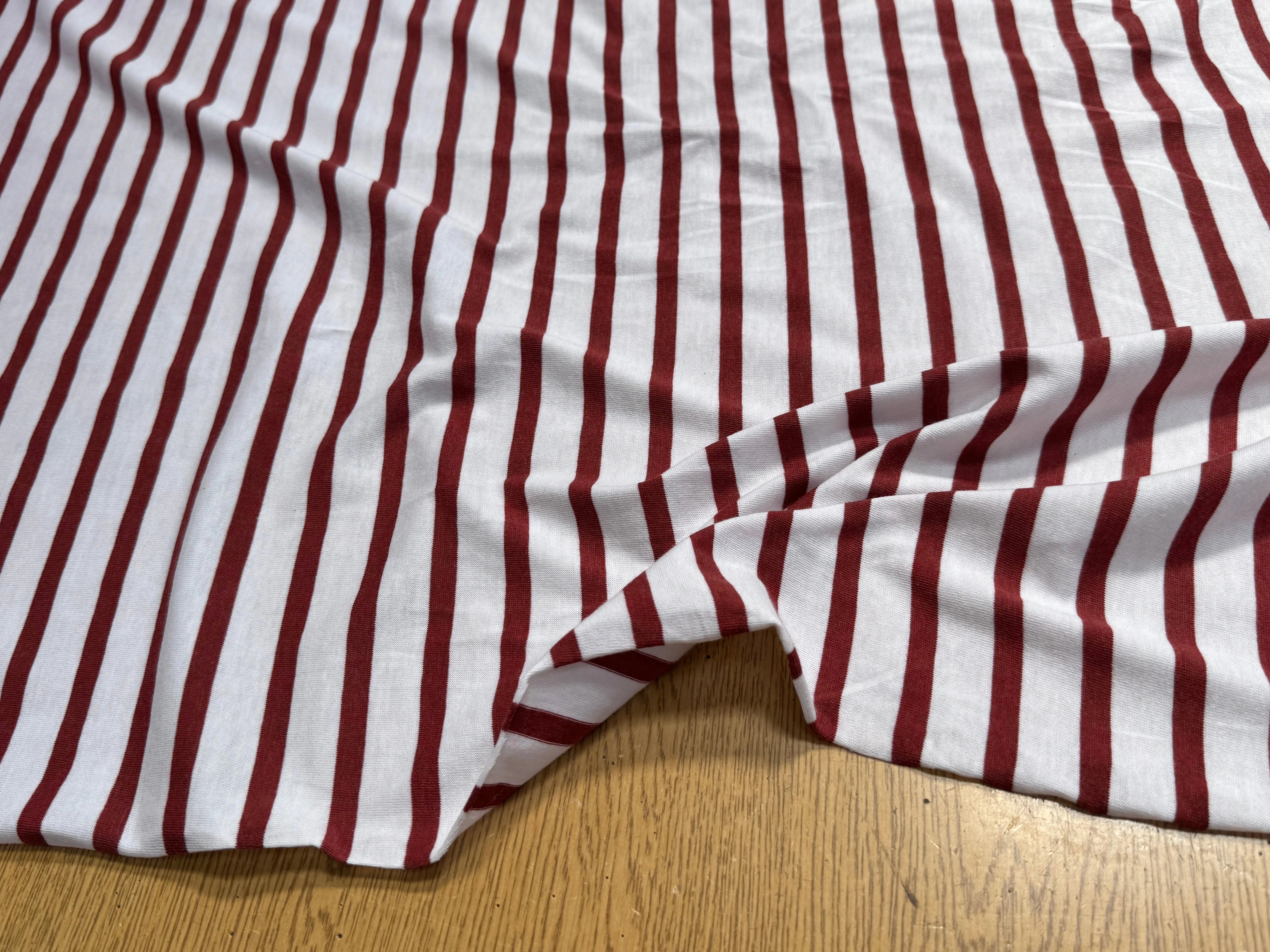 JERSEY DE COTON MARINIÈRE RAYURES NEIGE/TERRA CHINE - My Little Coupon
