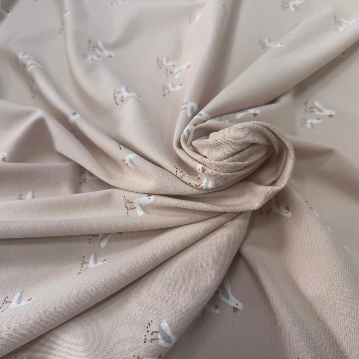 JERSEY DE COTON OISEAUX BEIGE - My Little Coupon