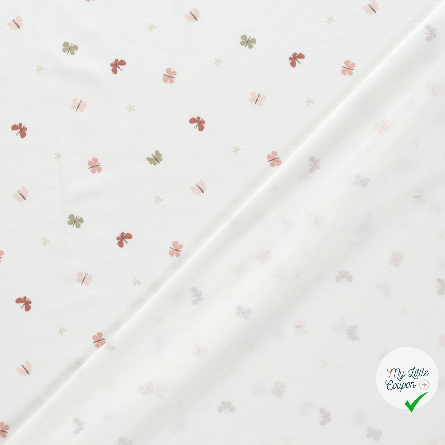 Jersey de coton papillons blanc cassé