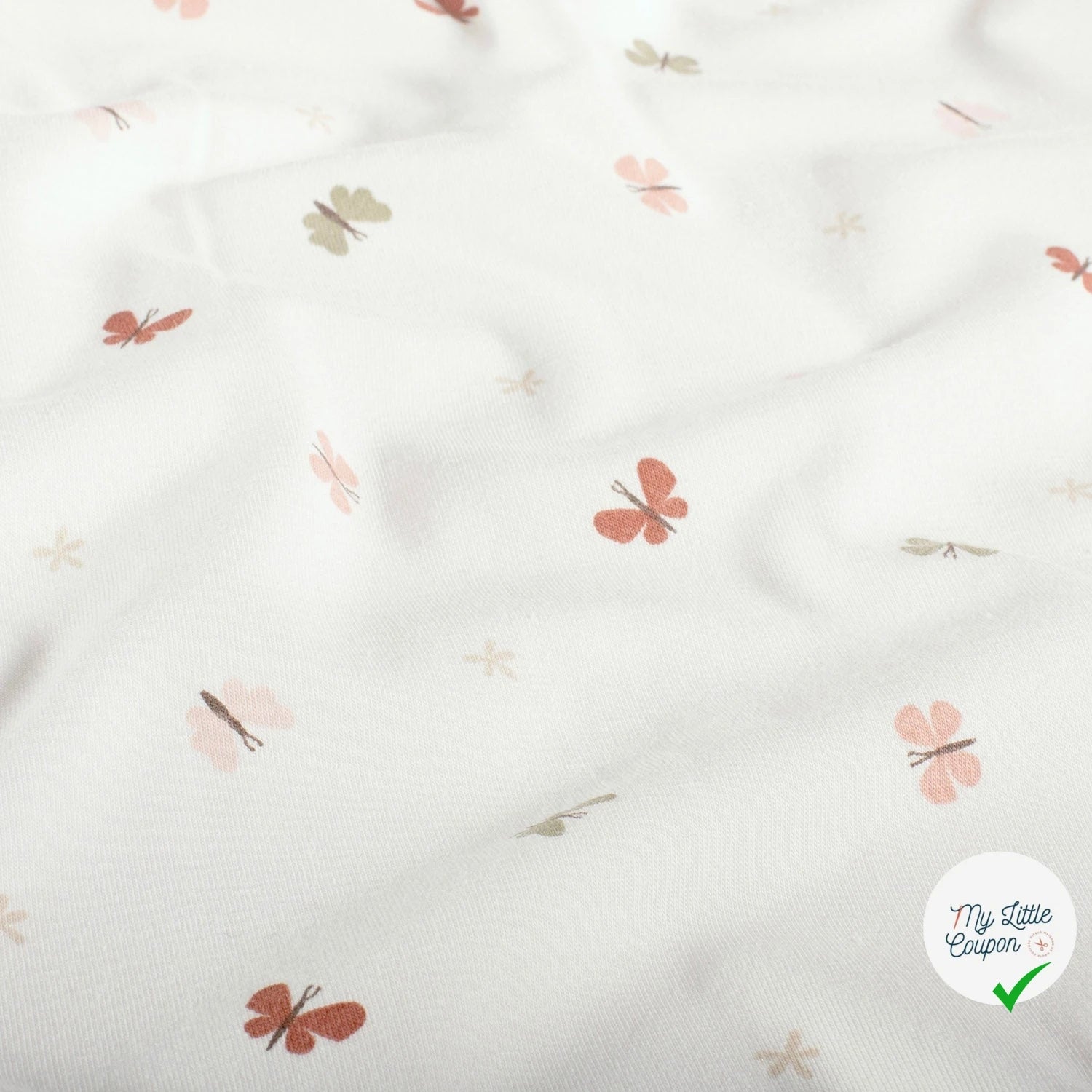 Jersey de coton papillons blanc cassé