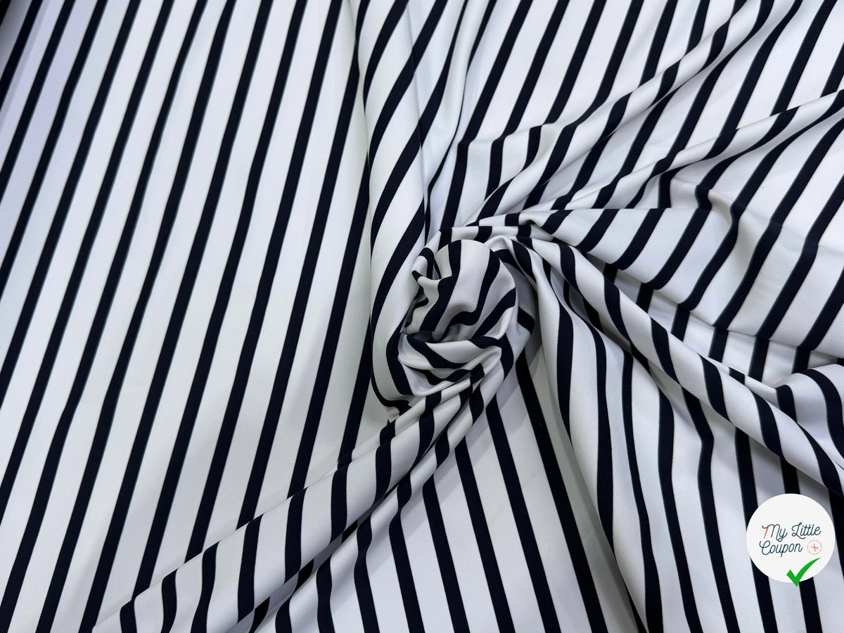 JERSEY DE COTON PEAU DE PÊCHE ULTRA STRETCH RAYURES BLANC ET NAVY FABRICATION RÉGION DE TROYES 🇫🇷 - My Little Coupon