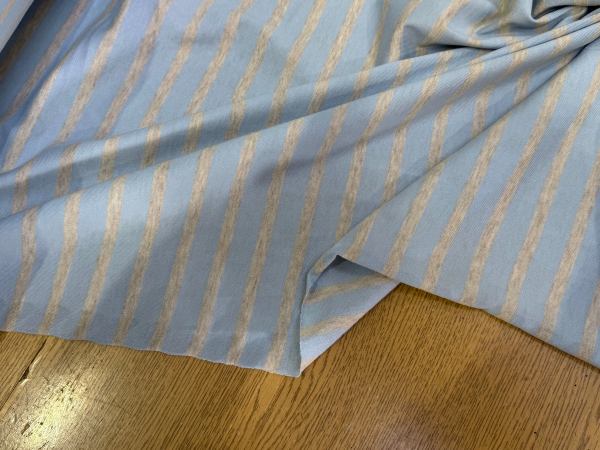 JERSEY DE COTON RAYURES GRISES FOND BLEU CIEL FABRICATION RÉGION DE TROYES 🇫🇷 - My Little Coupon