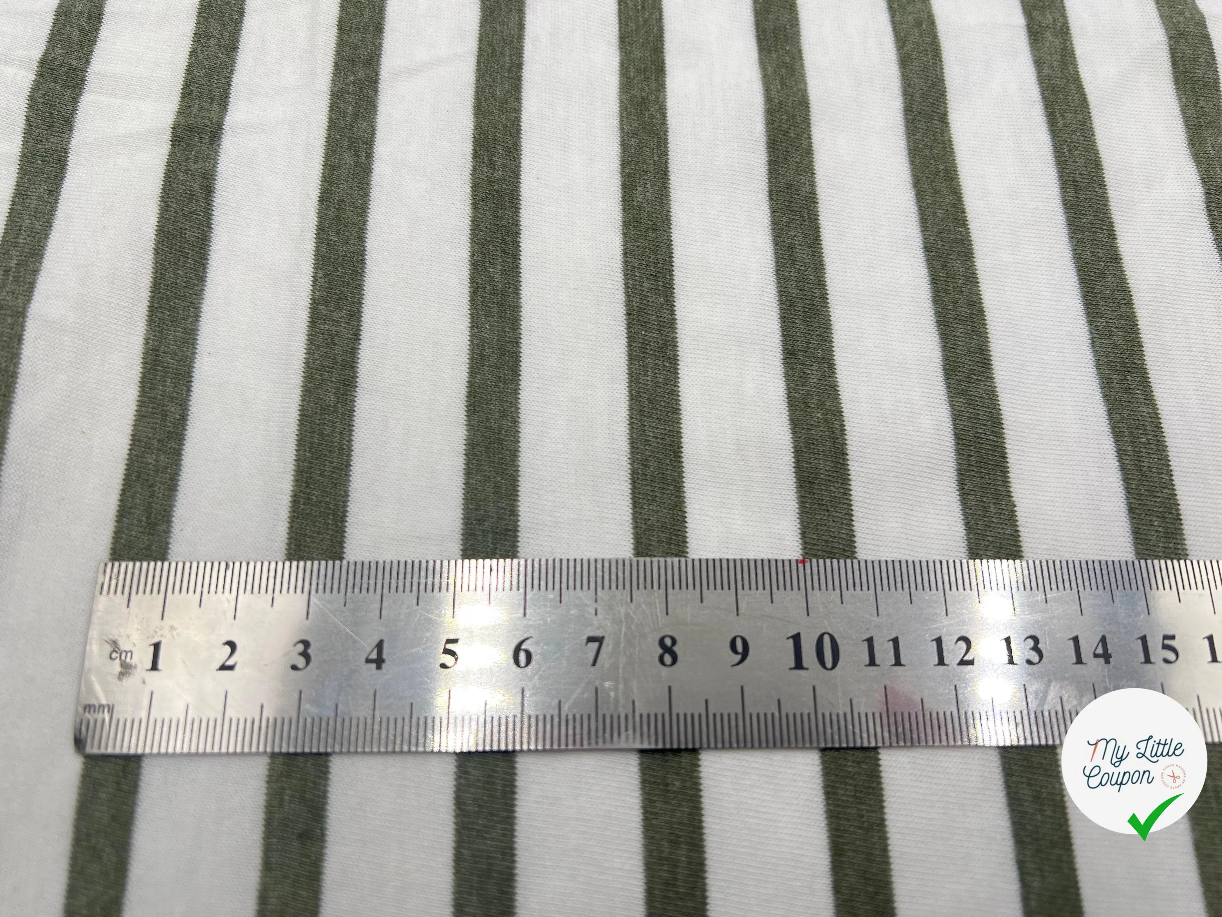 JERSEY DE COTON RAYURES KAKI ET NEIGE - My Little Coupon - tissu - coudre