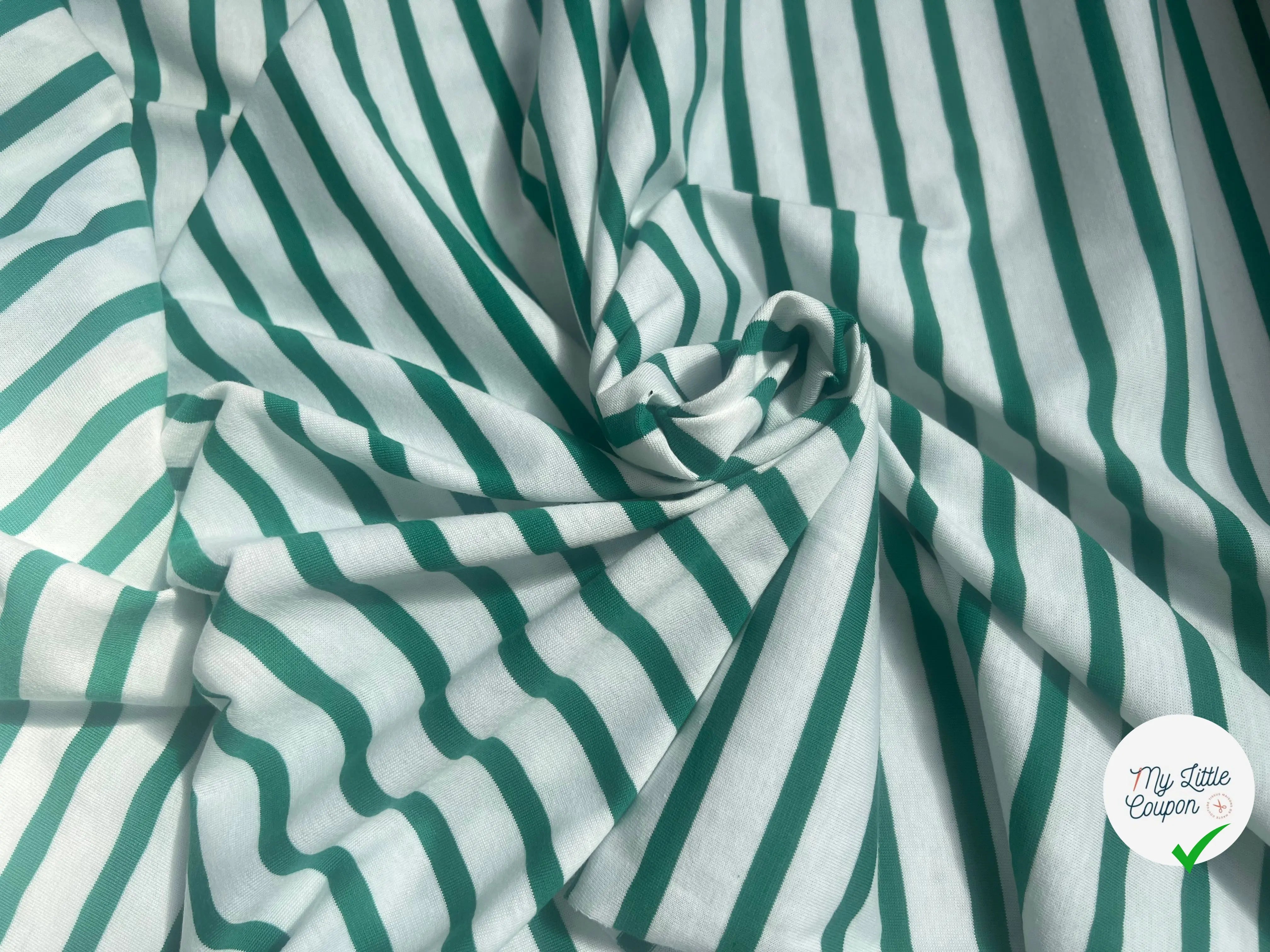 JERSEY DE COTON RAYURES VERT SAPIN - My Little Coupon
