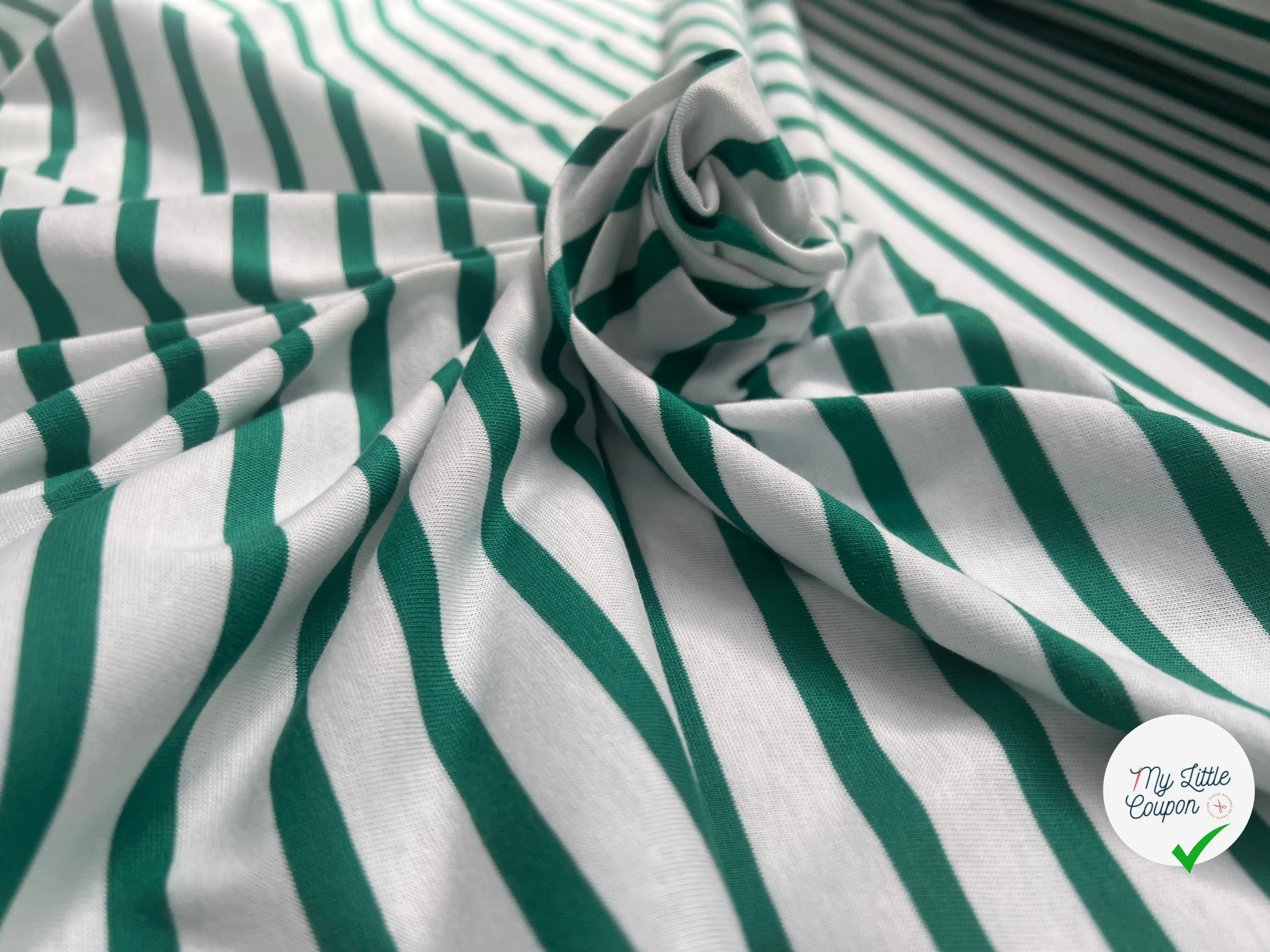 JERSEY DE COTON RAYURES VERT SAPIN - My Little Coupon