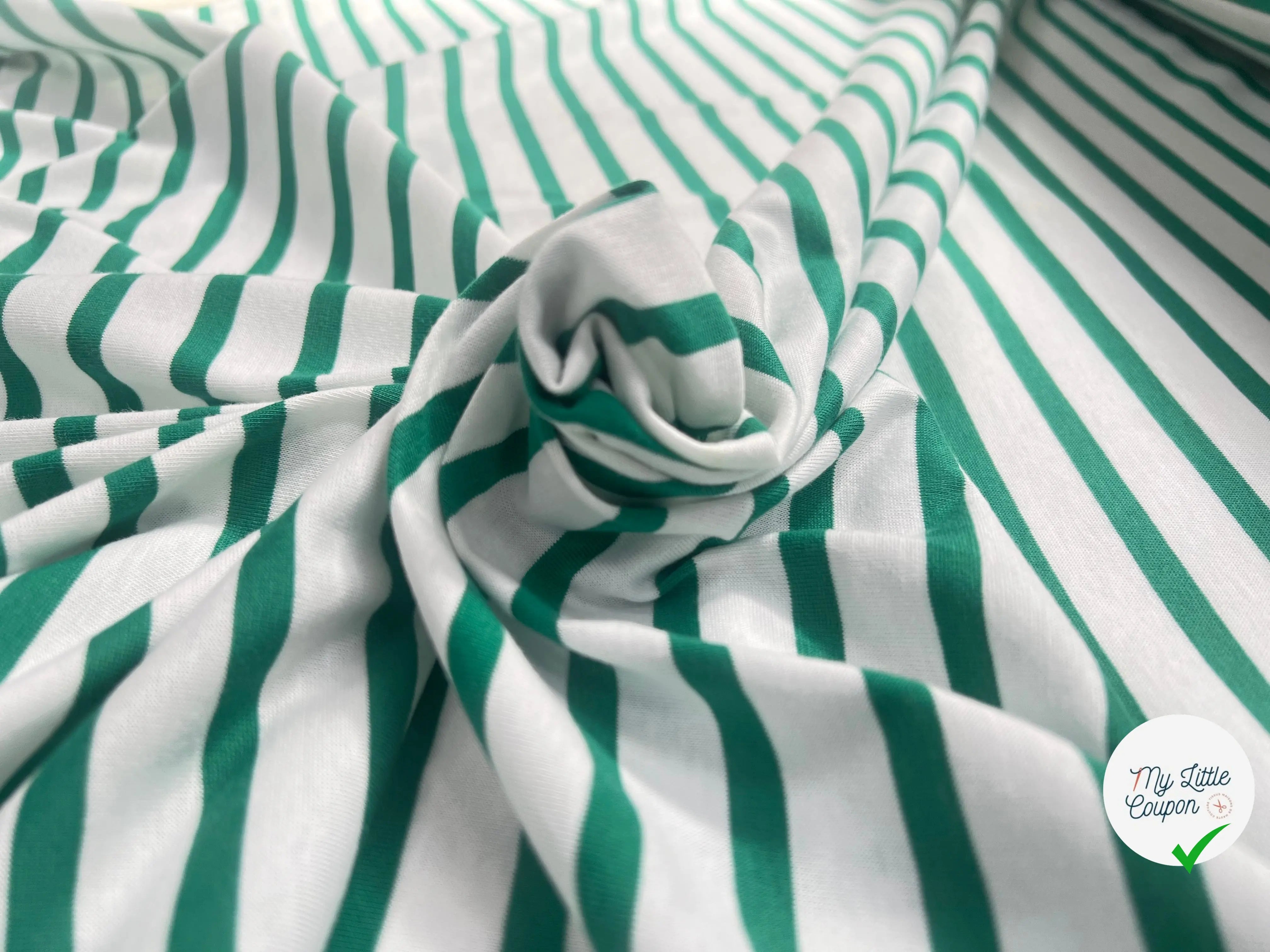JERSEY DE COTON RAYURES VERT SAPIN - My Little Coupon