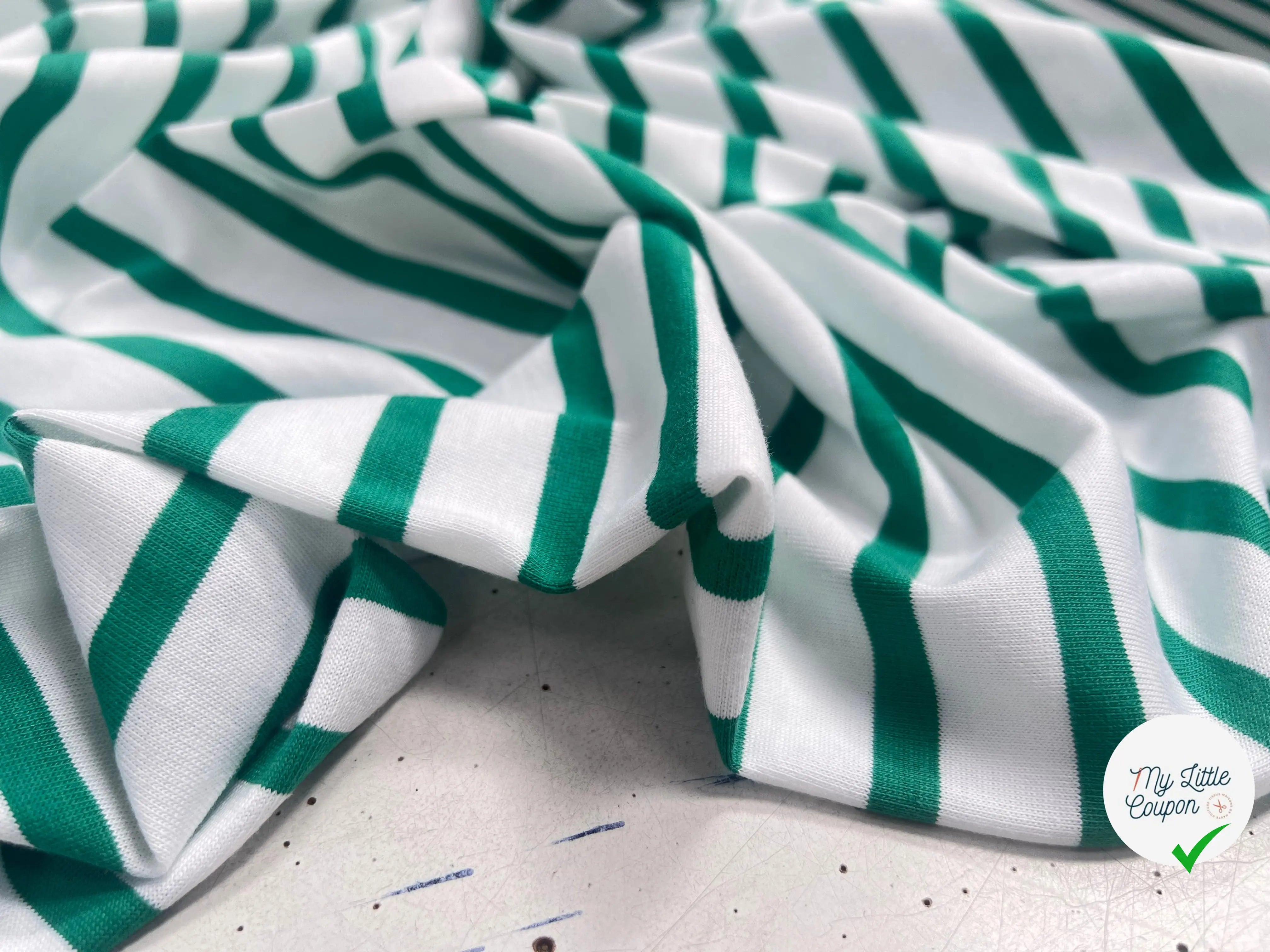 JERSEY DE COTON RAYURES VERT SAPIN - My Little Coupon