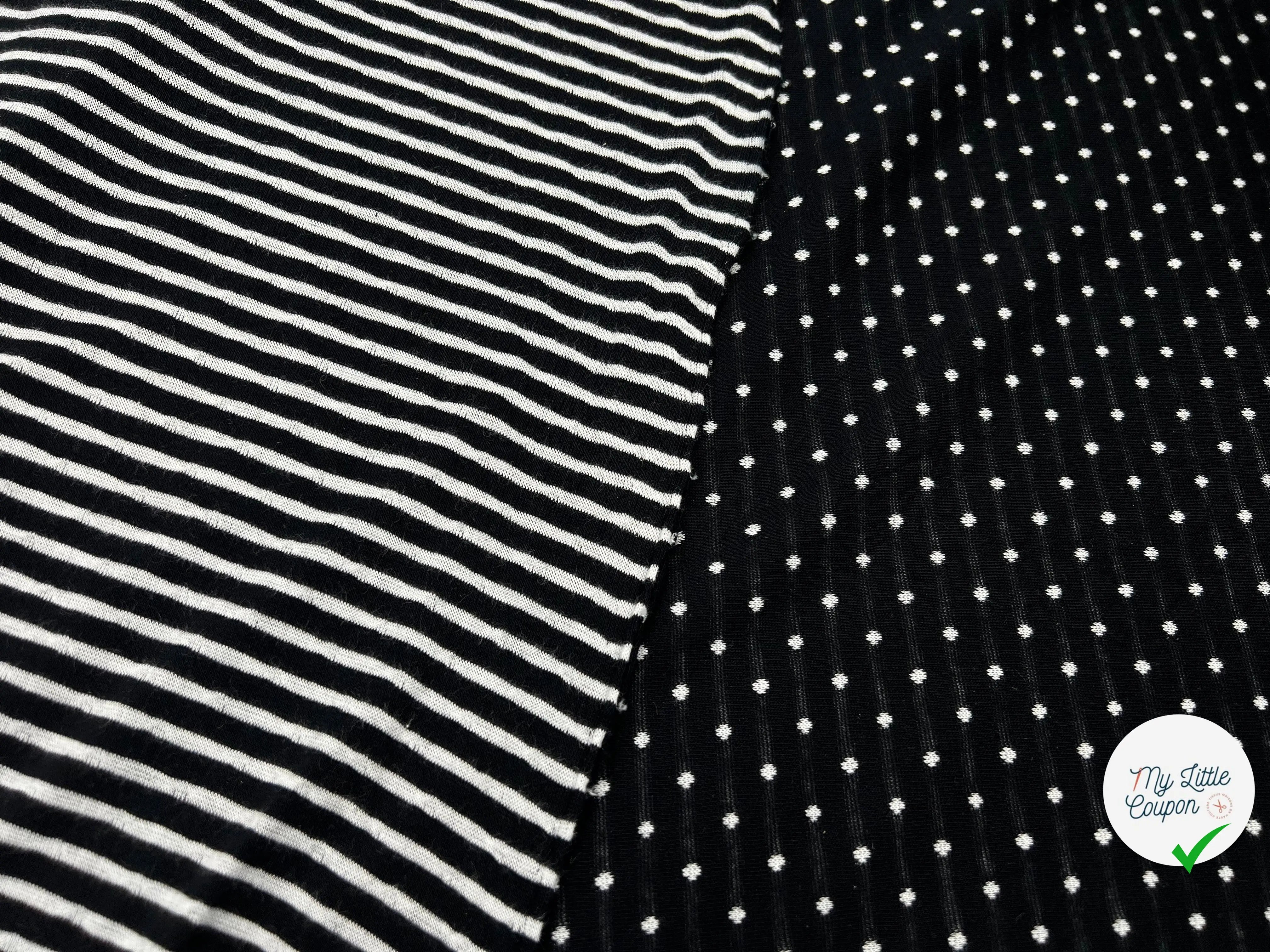 JERSEY DE COTON RĂVERSIBLE MI POIS MI RAYURES - My Little Coupon - tissu - coudre