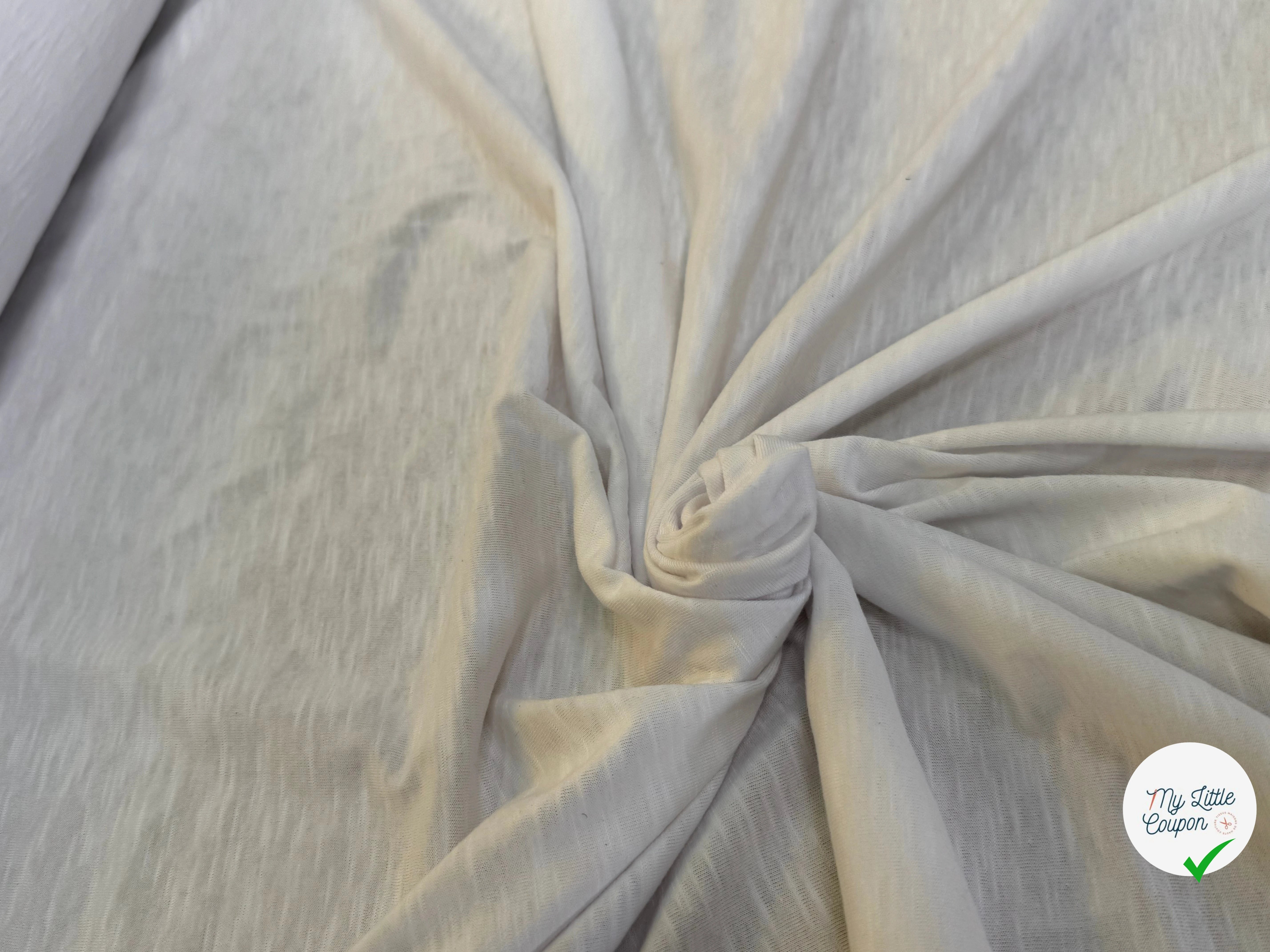 JERSEY DE COTON SOFT 8% ÉLASTHANNE BLANC GRANDE LAIZE - My Little Coupon