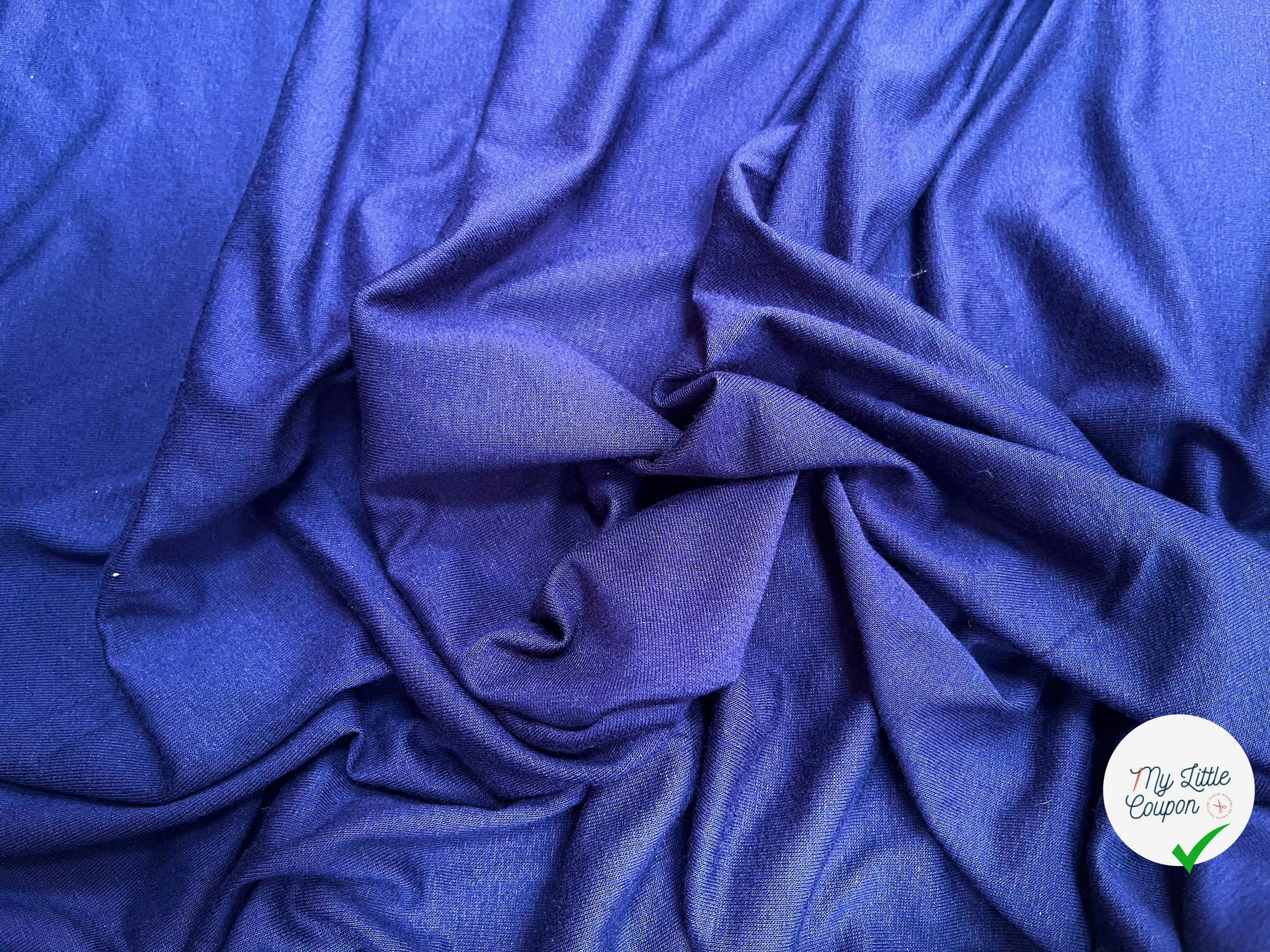JERSEY DE COTON UNI BLEU MARINE - My Little Coupon