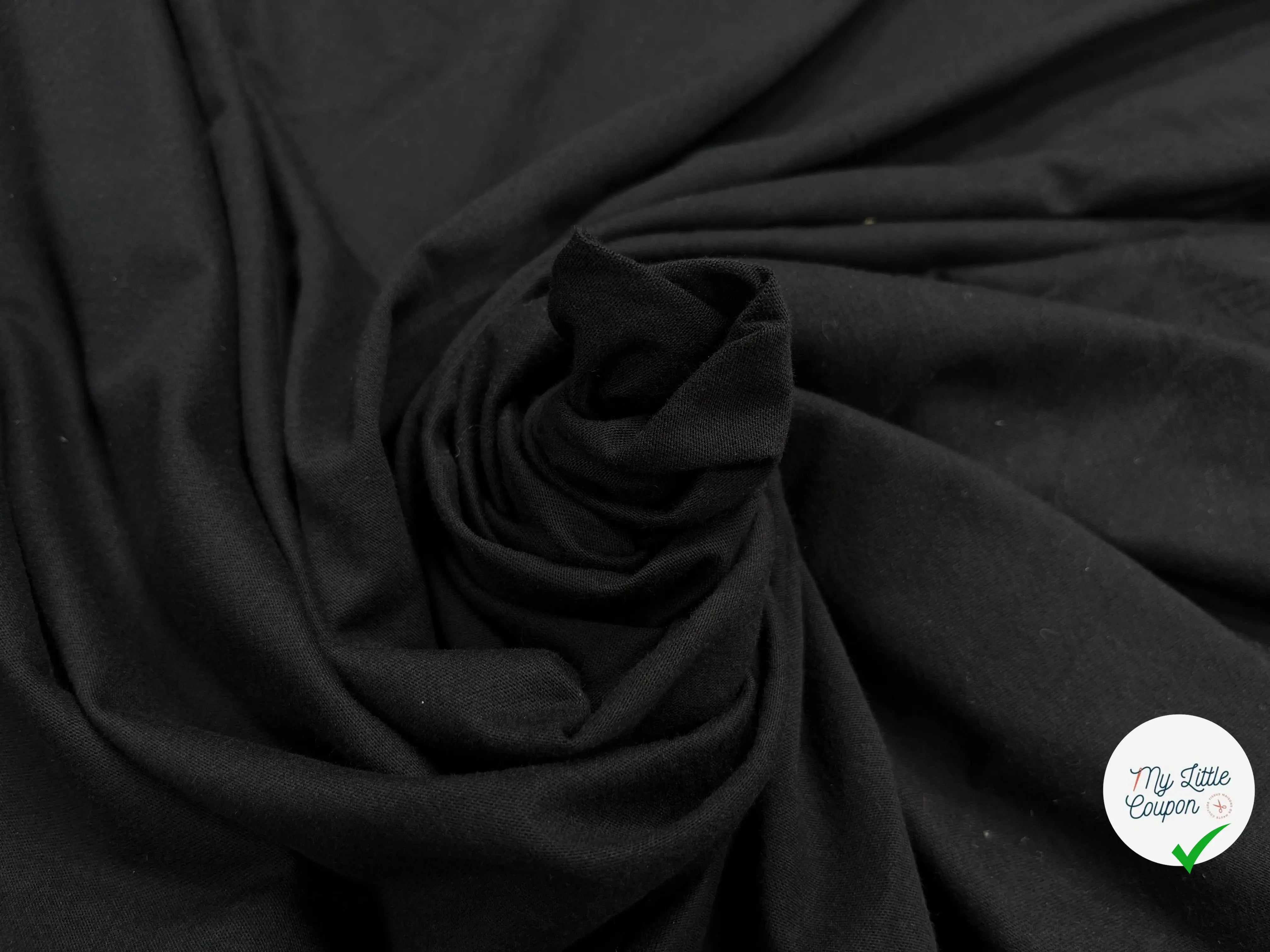 JERSEY DE COTON UNI NOIR - My Little Coupon