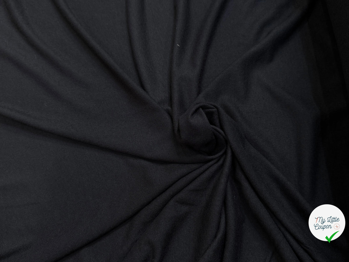 JERSEY DE LAINE LÉGER ET MOELLEUX NOIR STRETCH 100% LAINE - My Little Coupon