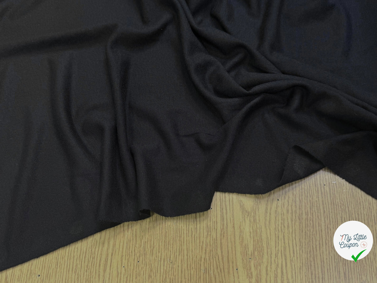 JERSEY DE LAINE LÉGER ET MOELLEUX NOIR STRETCH 100% LAINE - My Little Coupon