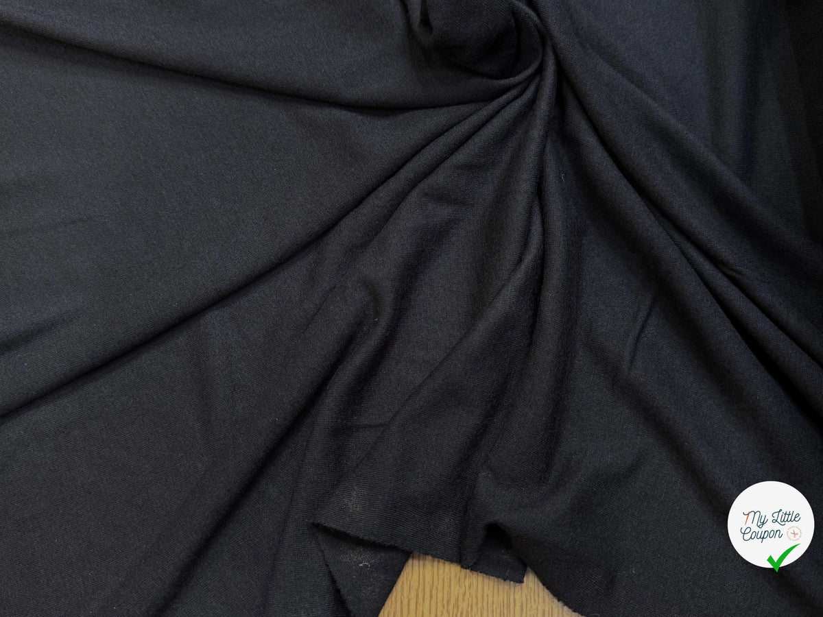 JERSEY DE LAINE LÉGER ET MOELLEUX NOIR STRETCH 100% LAINE - My Little Coupon