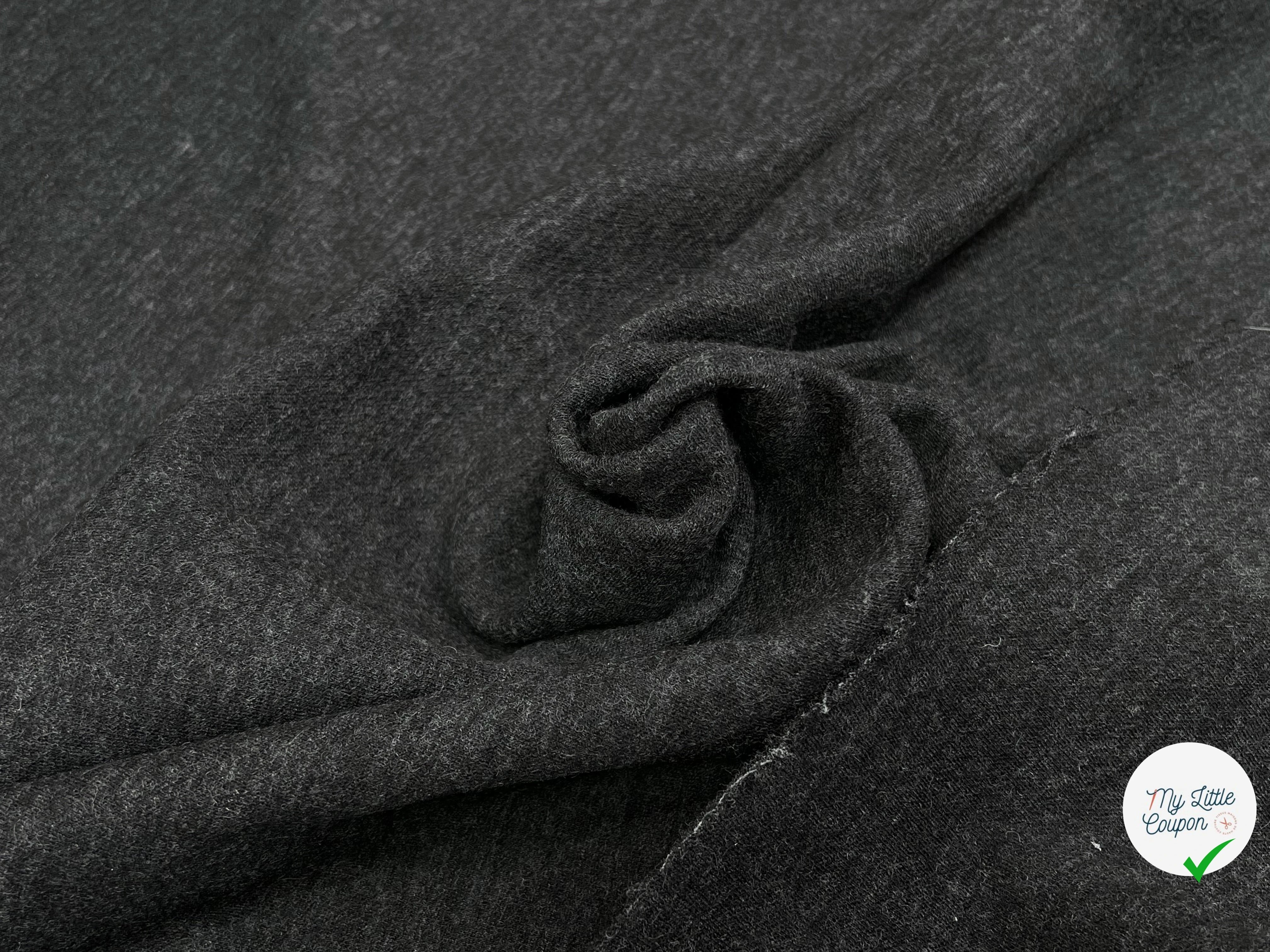 JERSEY DE LAINE LOURD STRETCH GRIS FONCÉ 100% LAINE - My Little Coupon