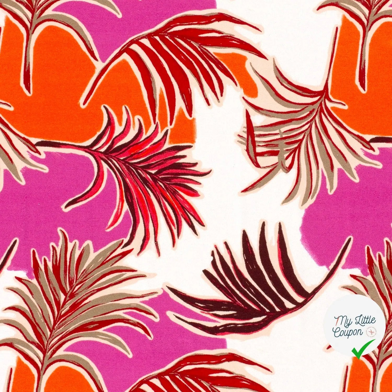 JERSEY DE VISCOSE TISSU IMPRIMÉ ABSTRAIT FUCHSIA - My Little Coupon