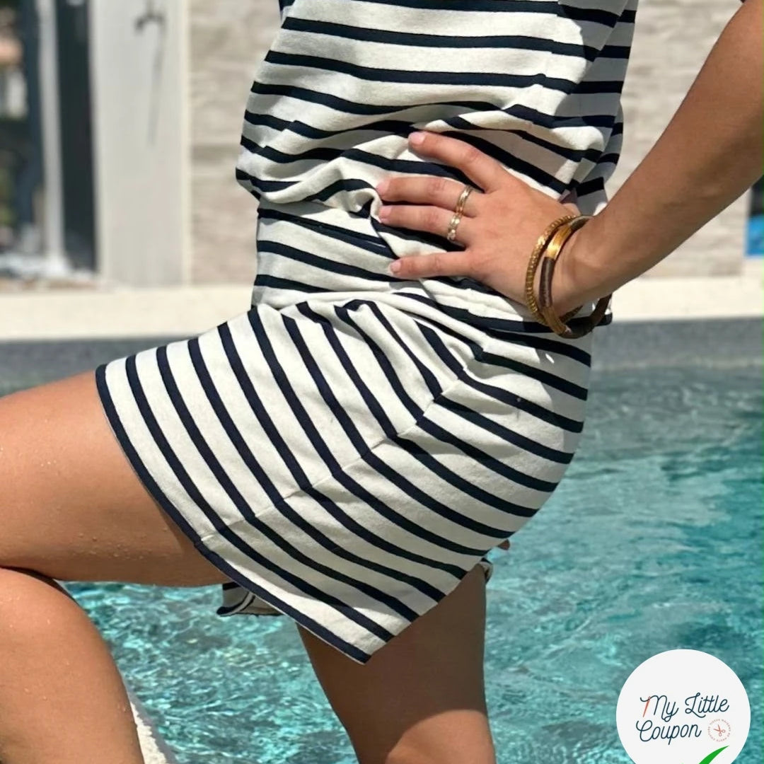 JERSEY MARINE SUR ÉCRU - My Little Coupon