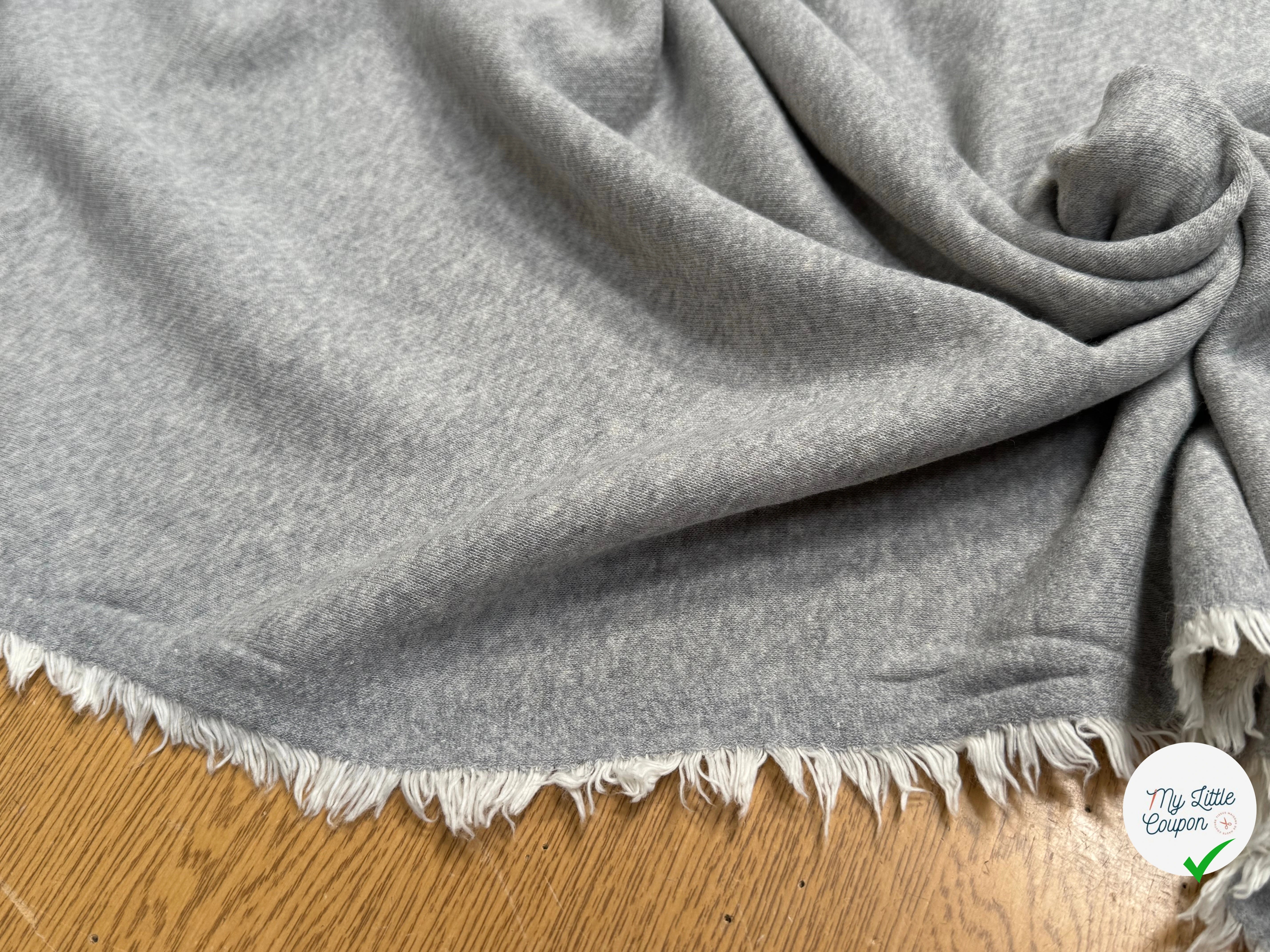 JERSEY MOLLETON COTON SWEAT GRIS ÉCRU ULTRA STRETCH - My Little Coupon