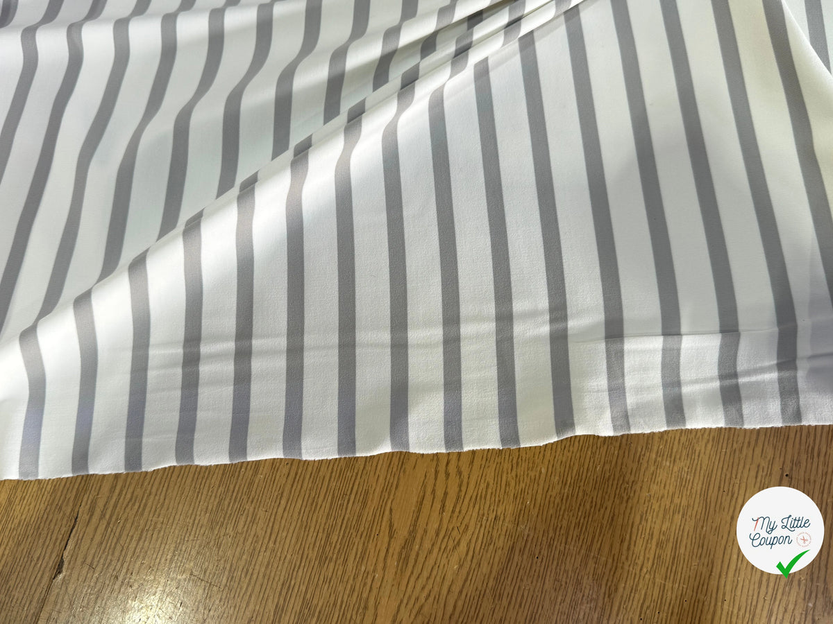 JERSEY PEAU DE PÊCHE ULTRA STRETCH RAYURES BLANC ET GRIS FABRICATION RÉGION DE TROYES 🇫🇷 - My Little Coupon