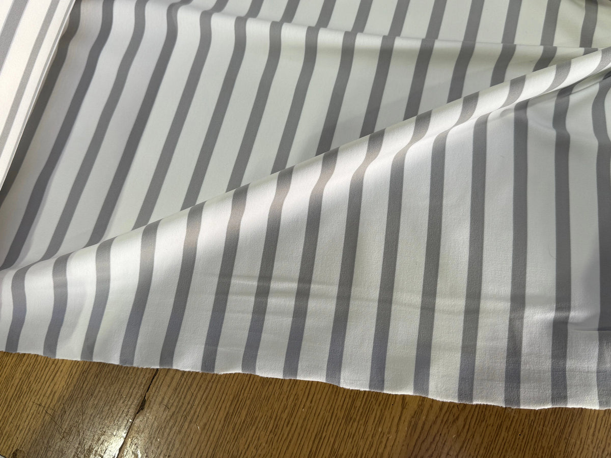 JERSEY PEAU DE PÊCHE ULTRA STRETCH RAYURES BLANC ET GRIS FABRICATION RÉGION DE TROYES 🇫🇷 - My Little Coupon