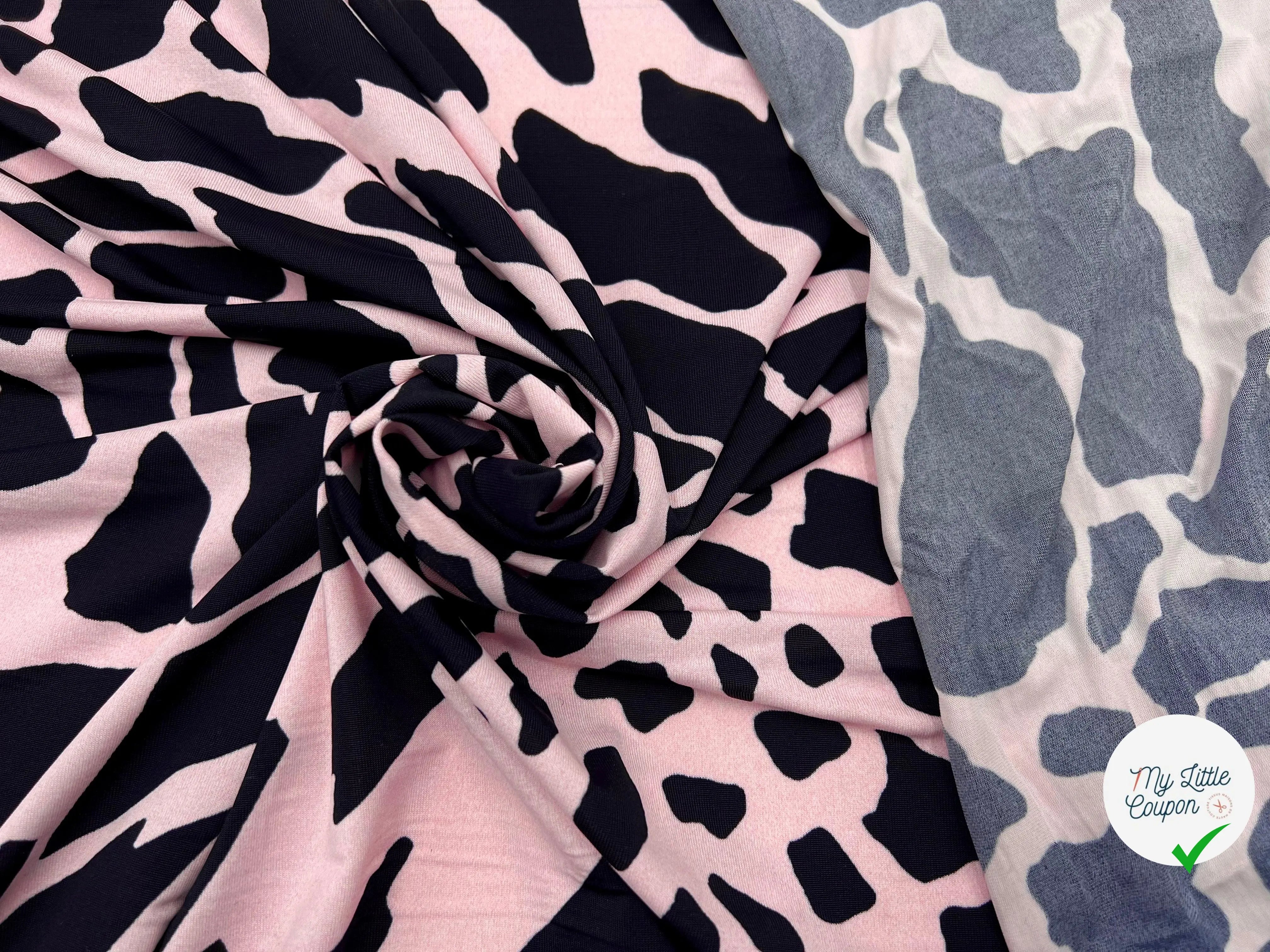 JERSEY QUALITĂ COUTURE FLUIDE GIRAFE FOND ROSE - My Little Coupon - tissu - coudre