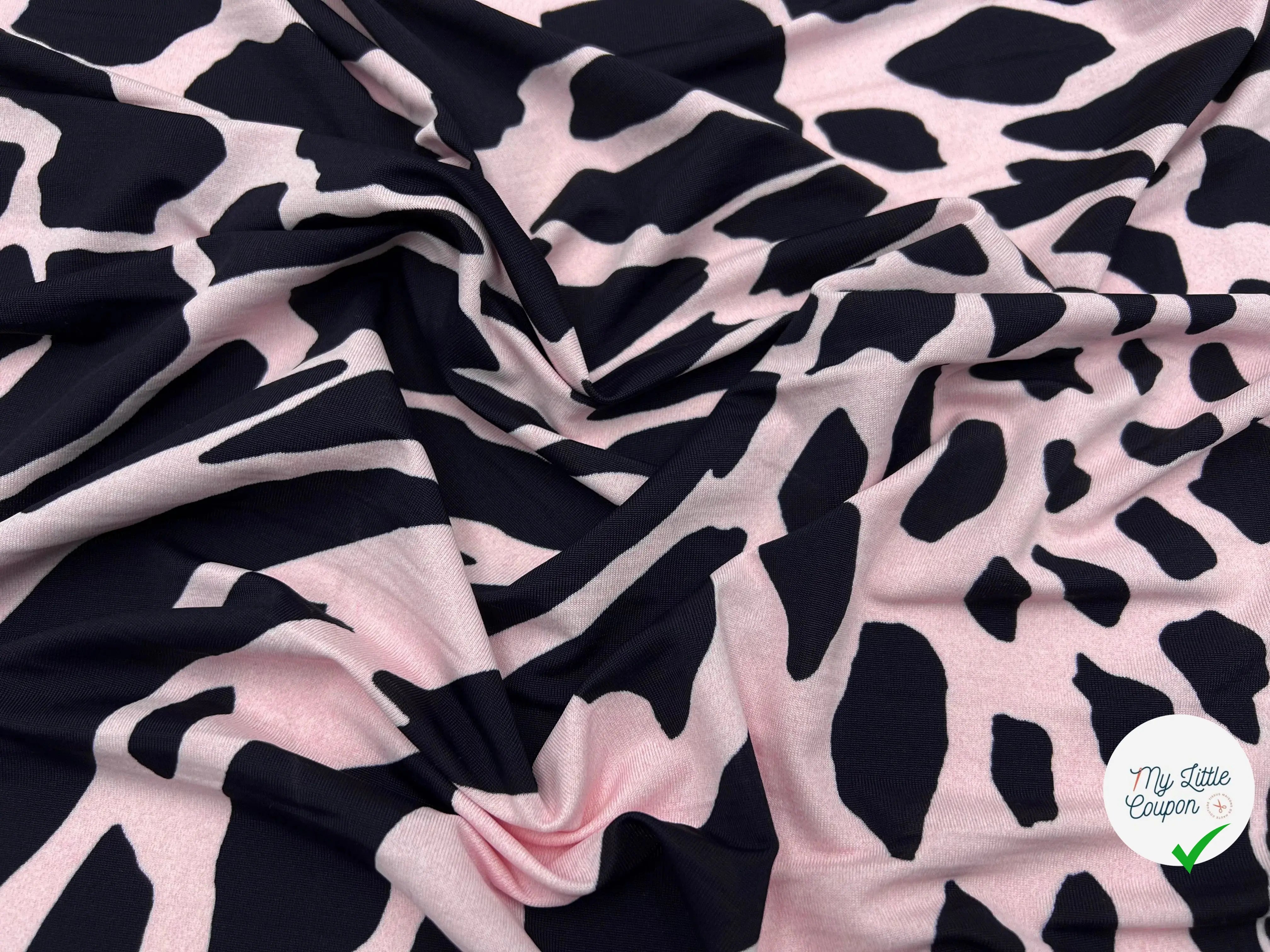 JERSEY QUALITĂ COUTURE FLUIDE GIRAFE FOND ROSE - My Little Coupon - tissu - coudre