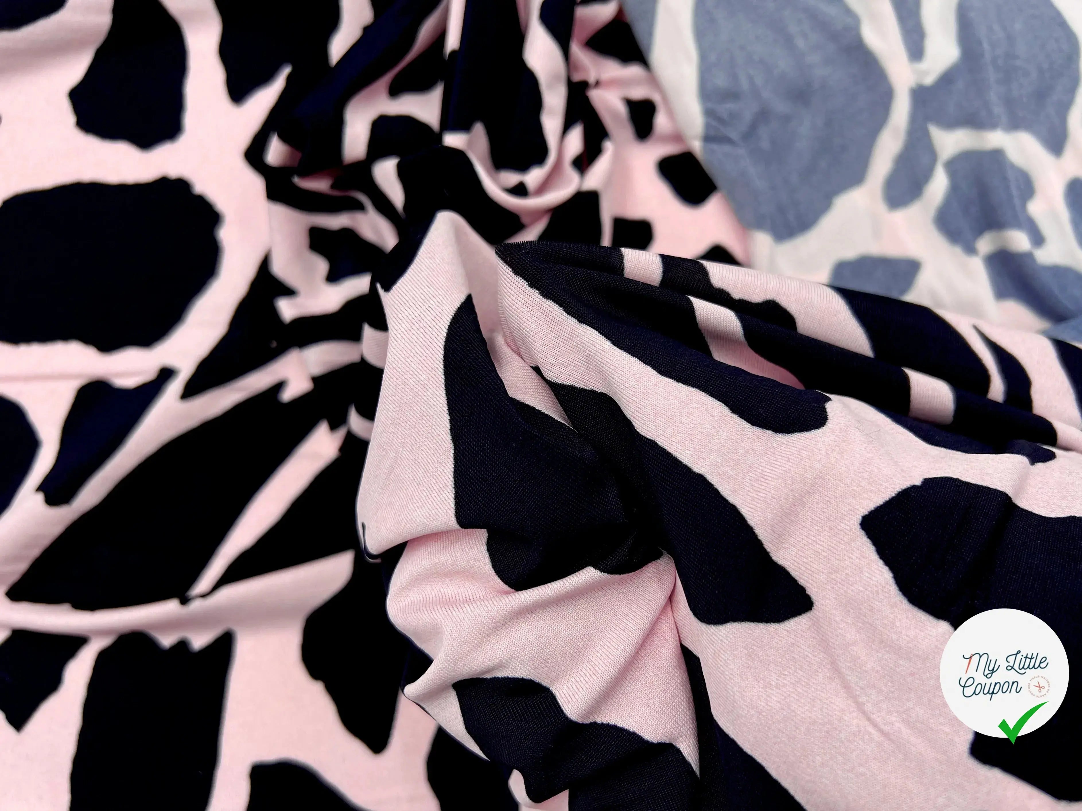 JERSEY QUALITĂ COUTURE FLUIDE GIRAFE FOND ROSE - My Little Coupon - tissu - coudre